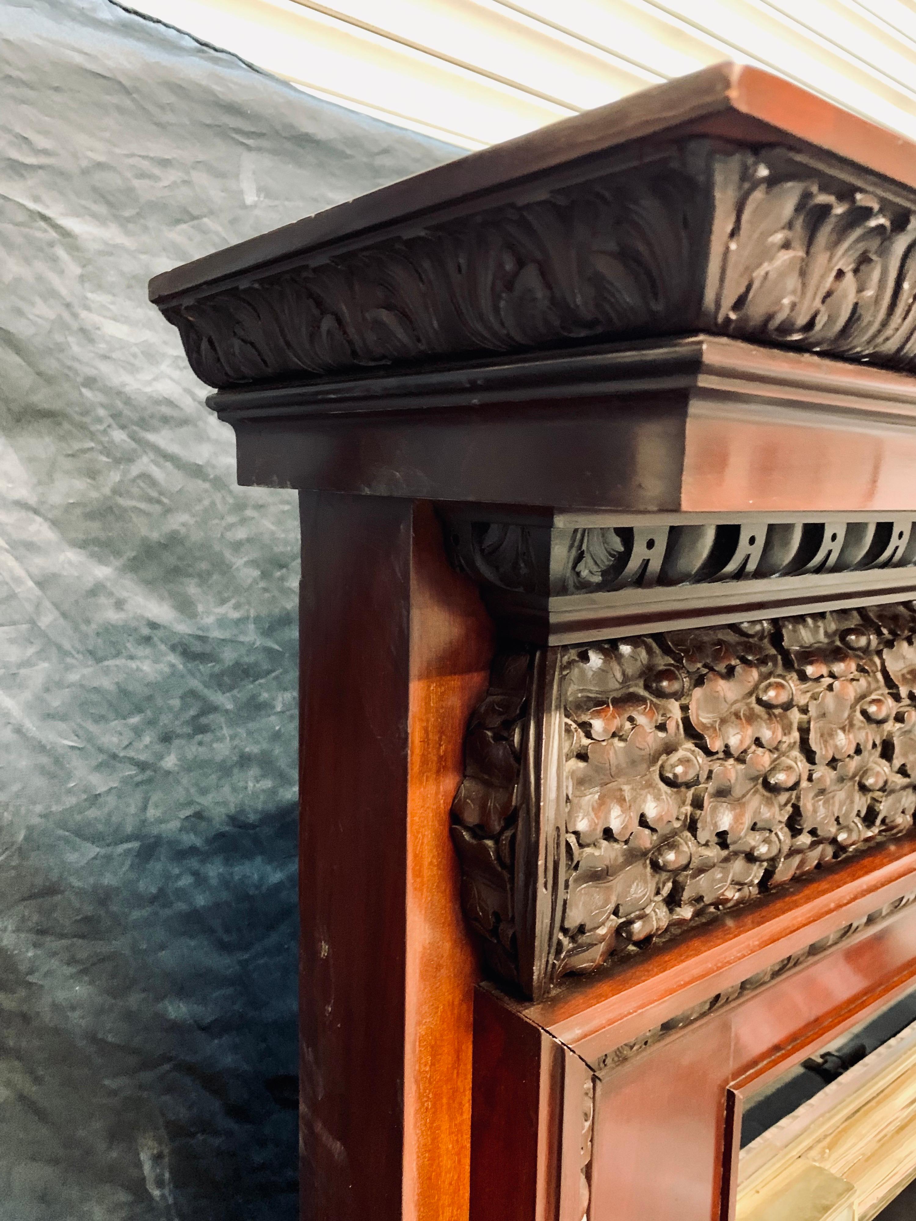 19th Century Carved Walnut Fireplace Surround For Sale 4