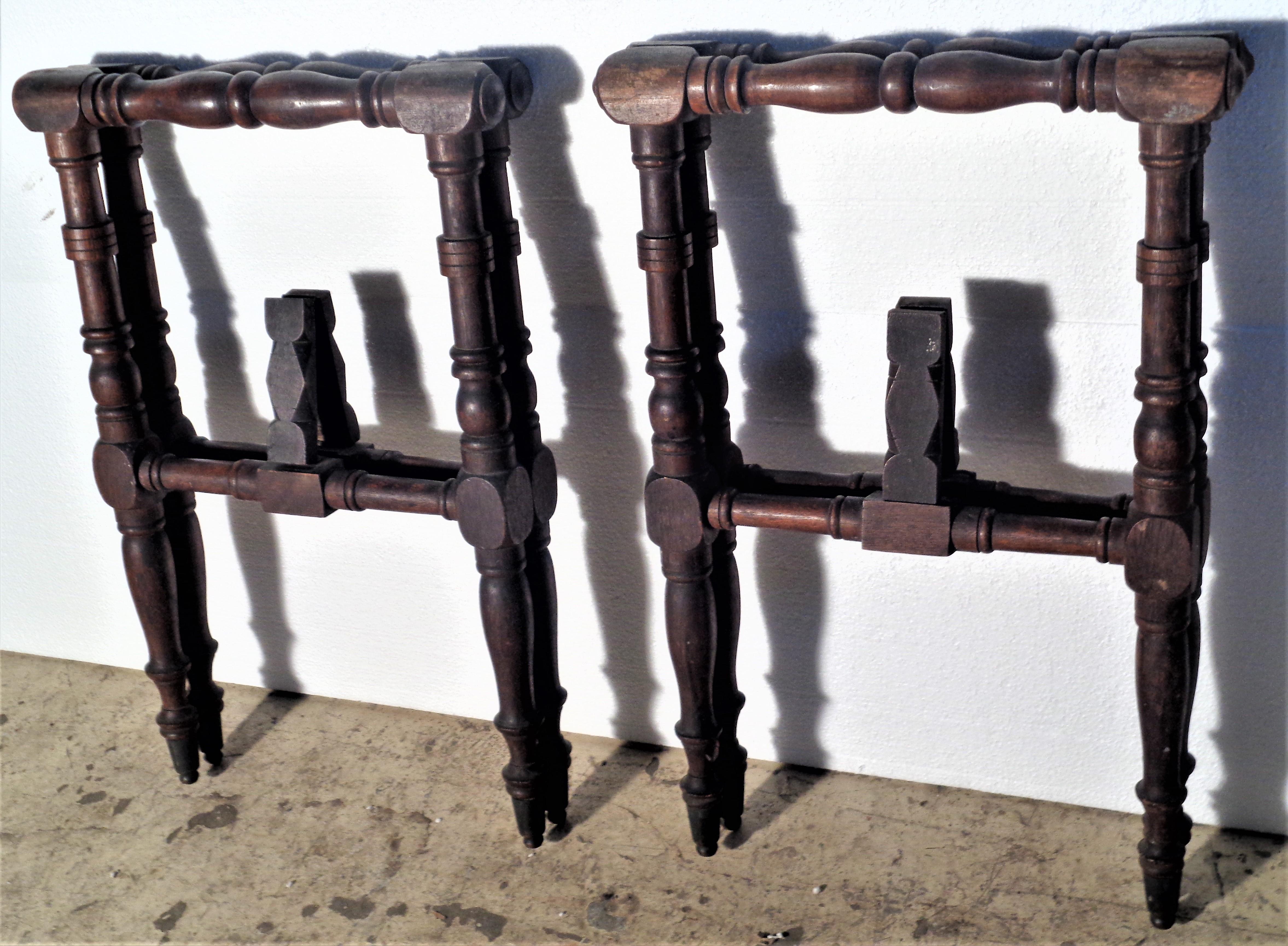 19th Century Carved Walnut Folding Sawhorse Stands 6
