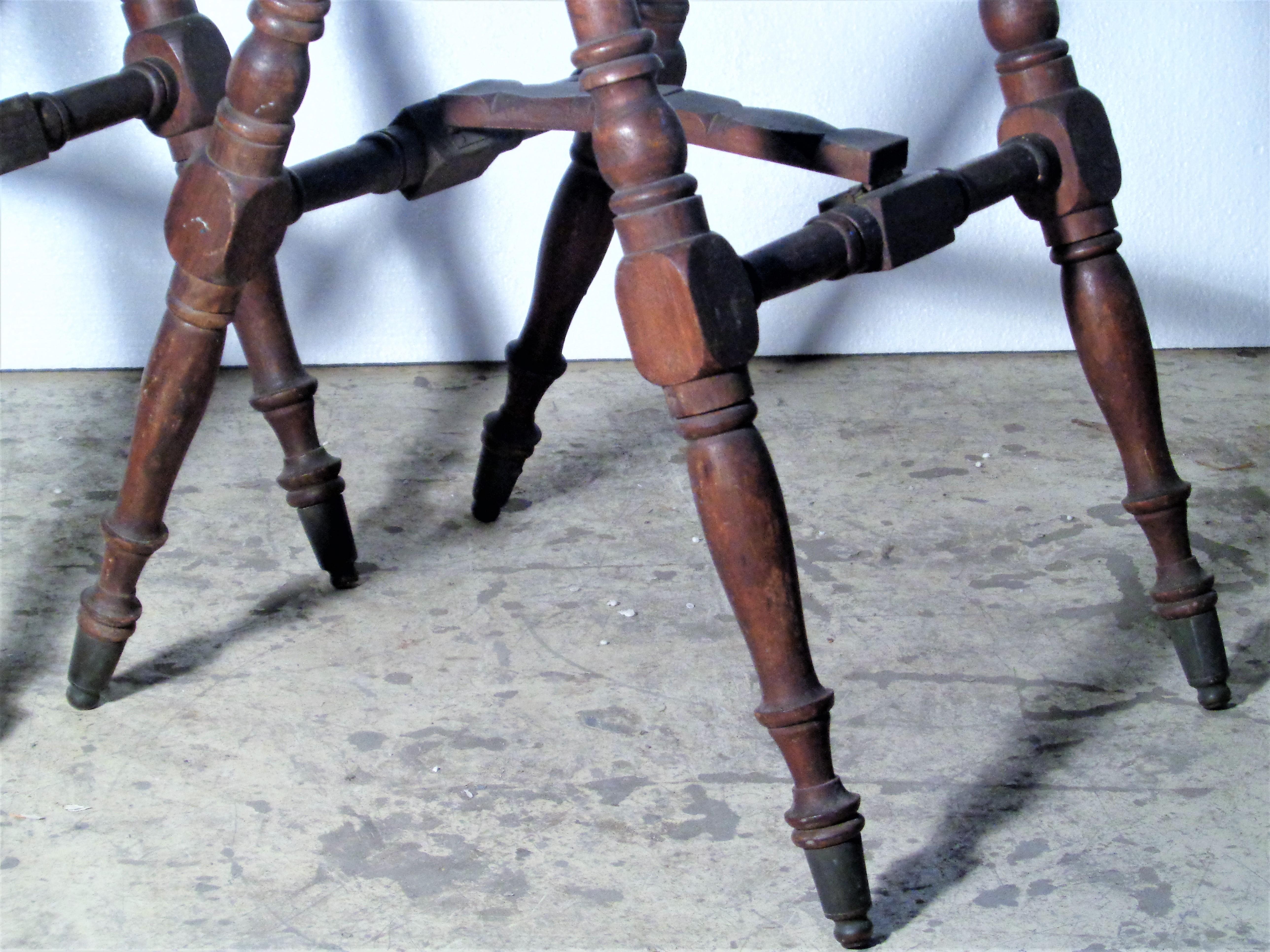 19th Century Carved Walnut Folding Sawhorse Stands In Good Condition In Rochester, NY