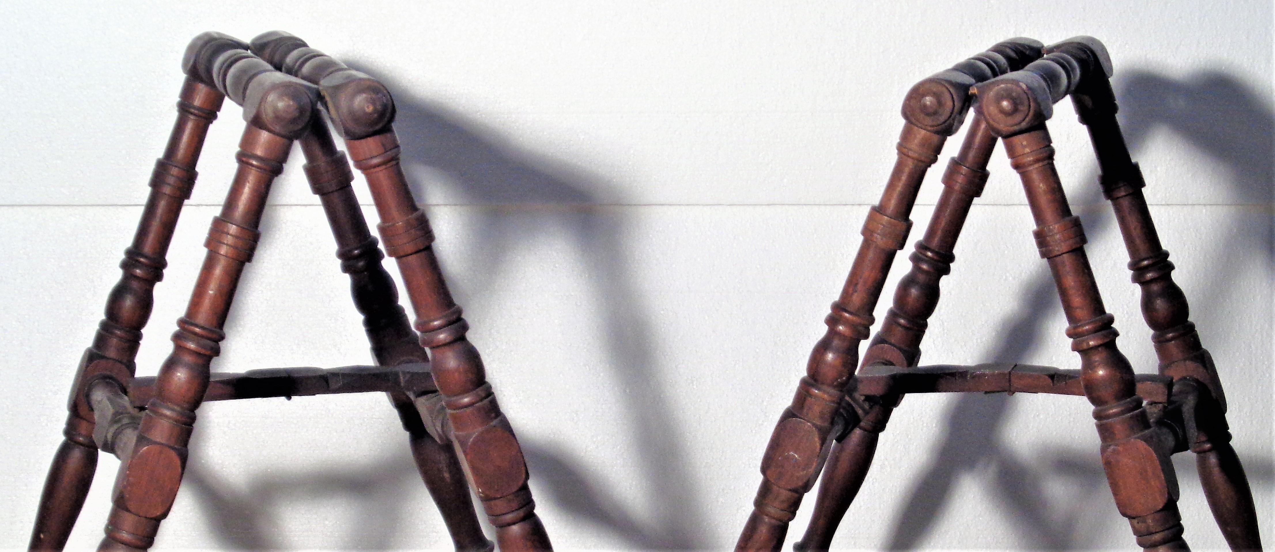 19th Century Carved Walnut Folding Sawhorse Stands 2