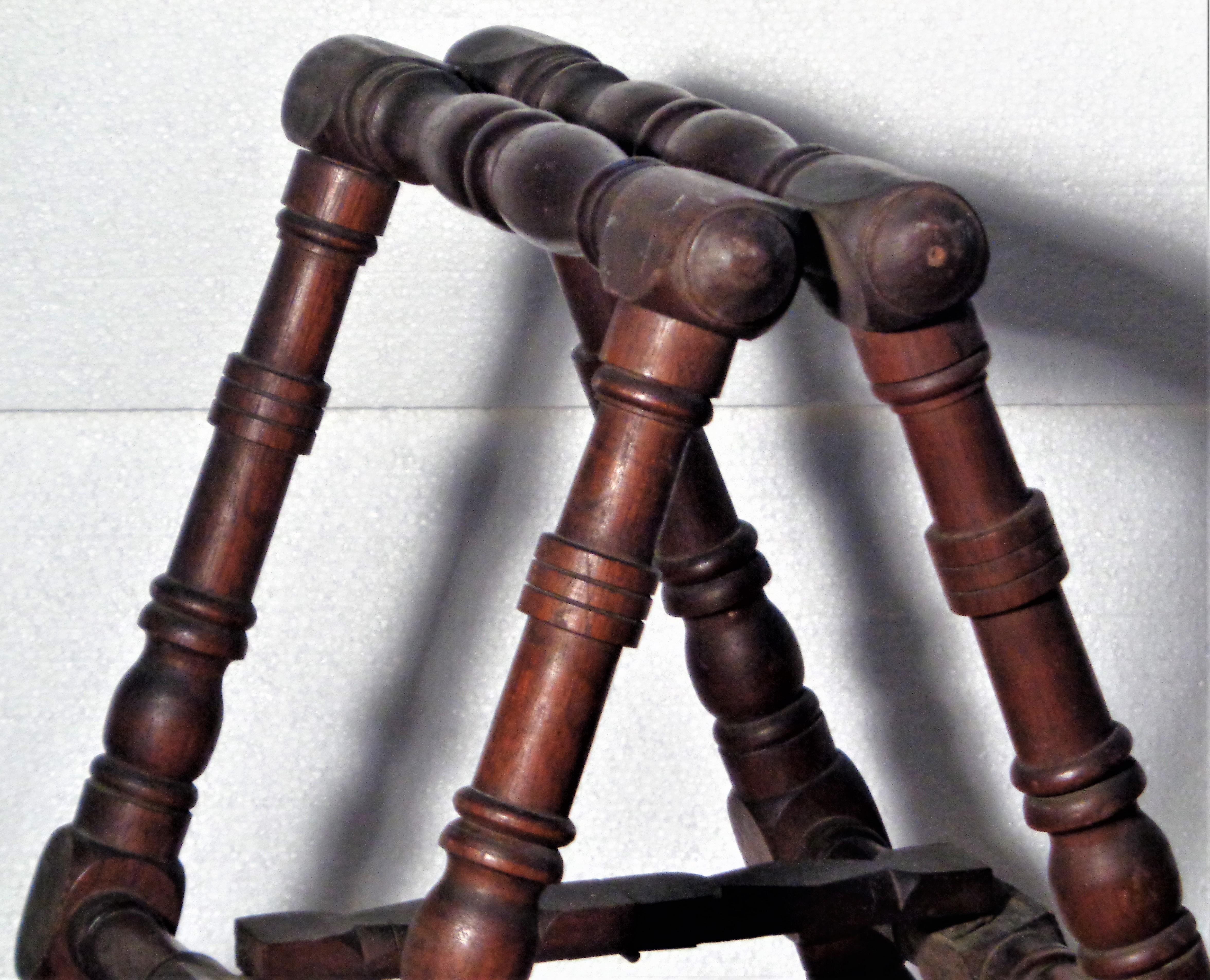 19th Century Carved Walnut Folding Sawhorse Stands 3