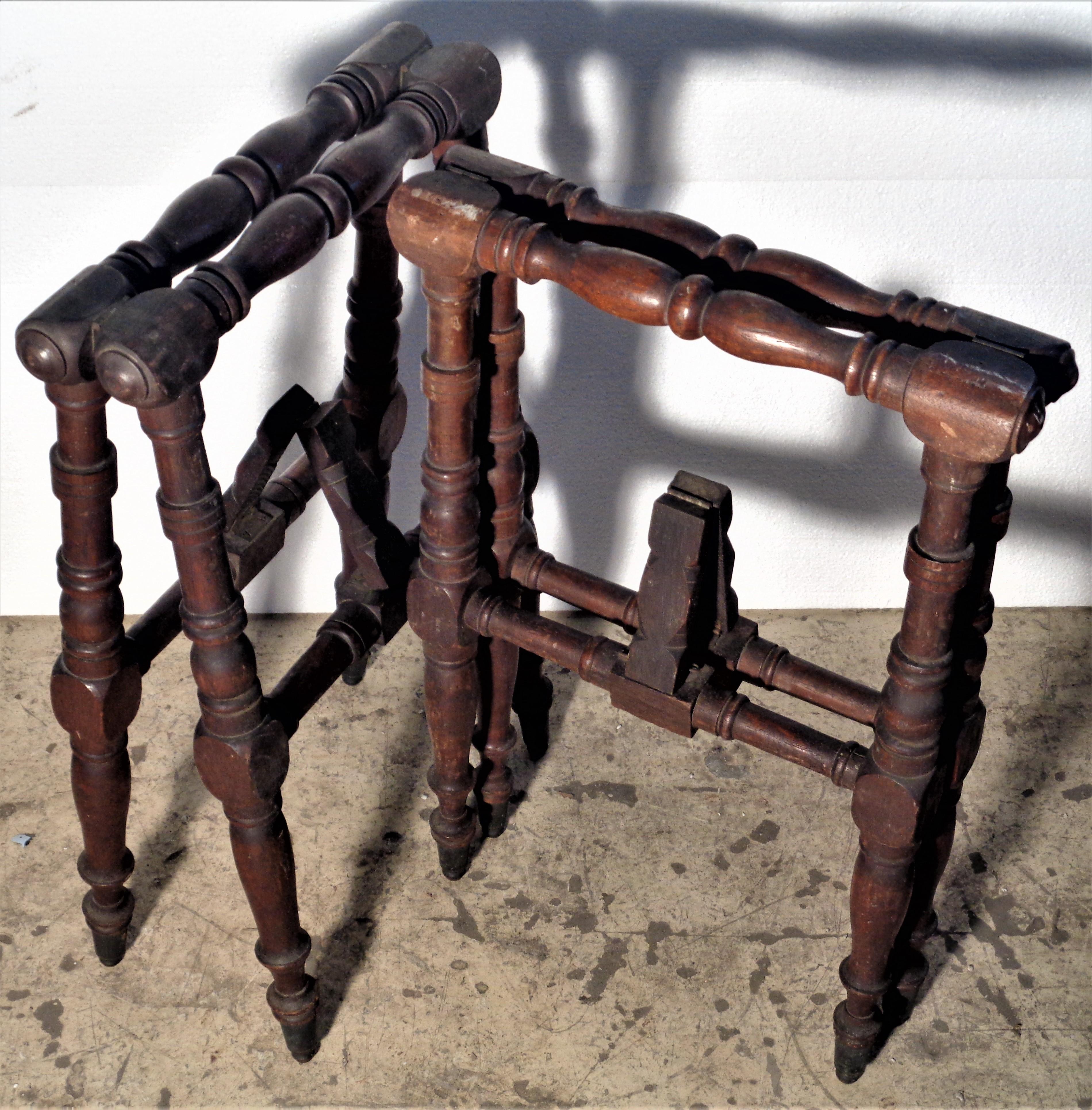 19th Century Carved Walnut Folding Sawhorse Stands 5