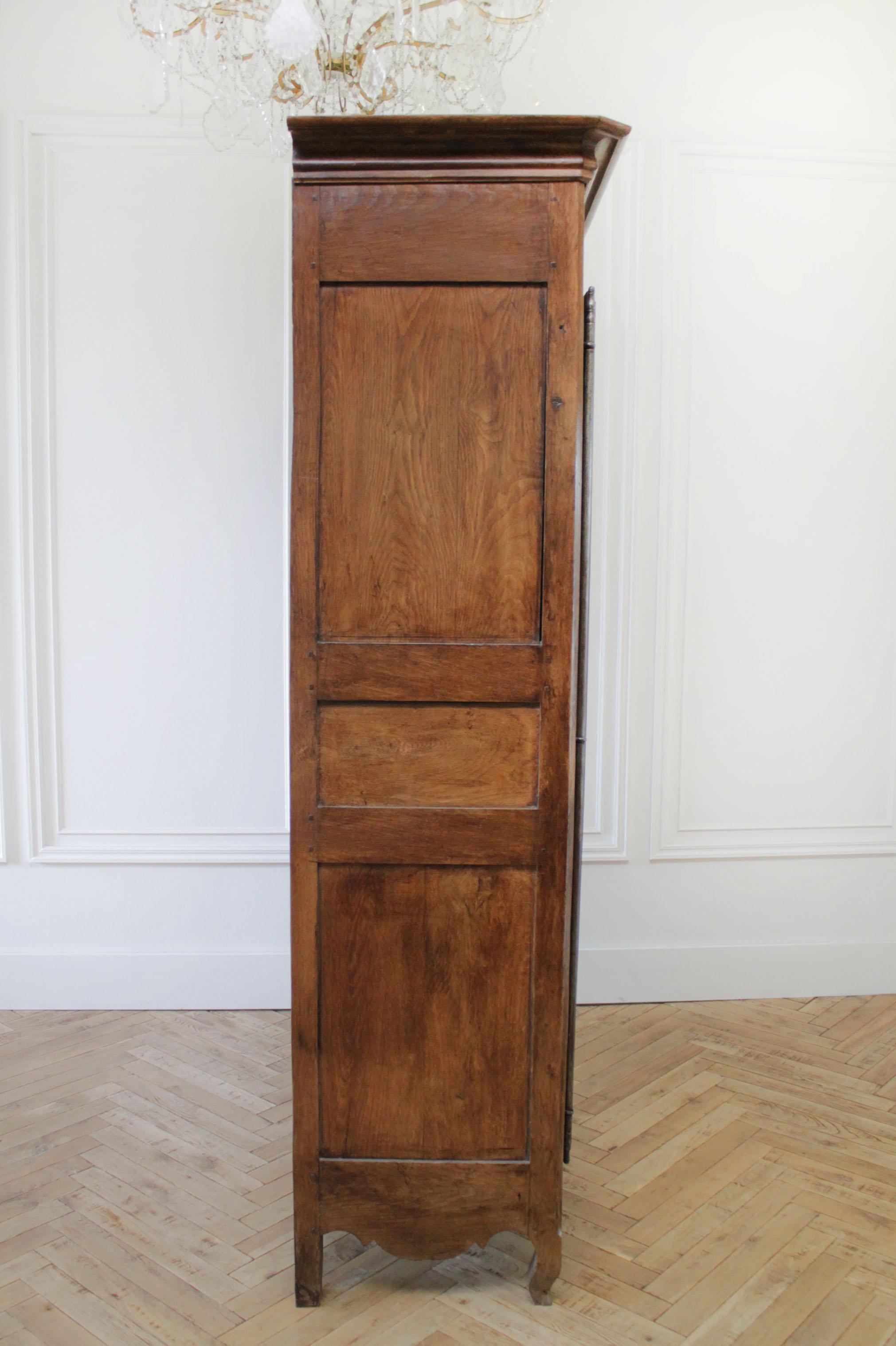 19th Century Carved Walnut French Provincial Armoire Cabinet 1