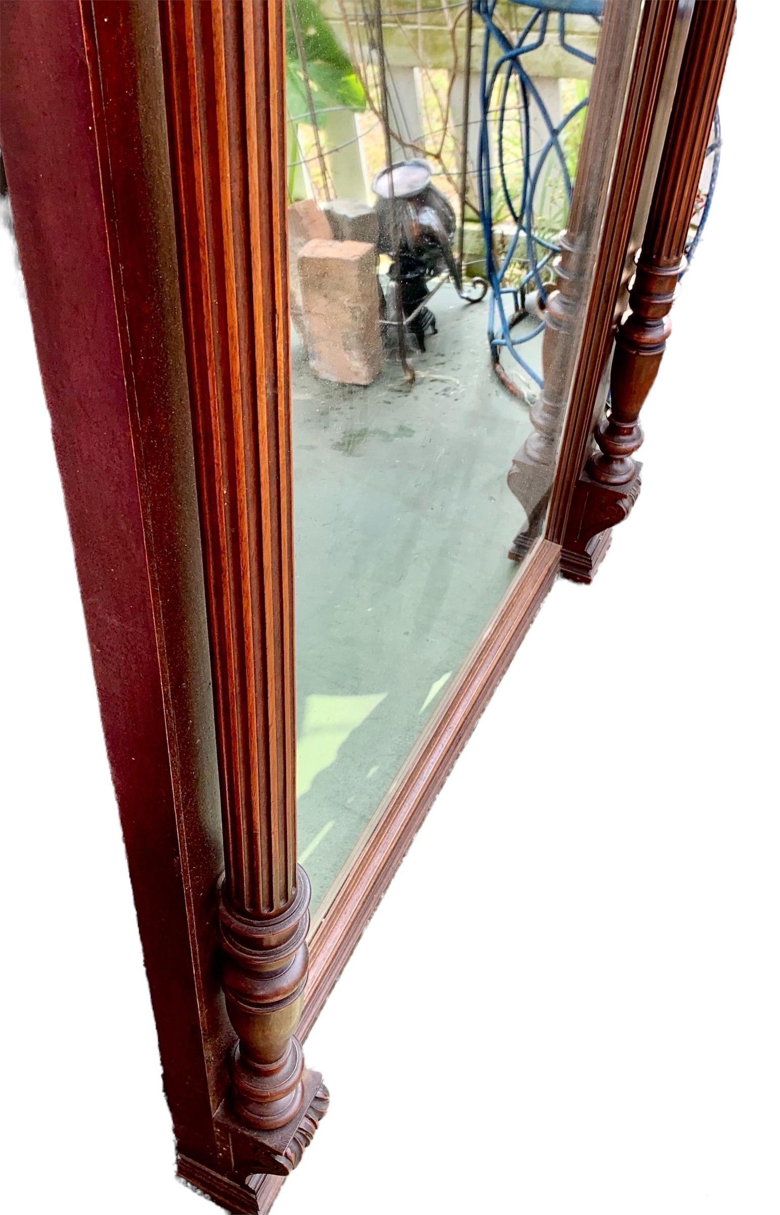 19th Century Carved Walnut French Renaissance Revival Over Mantle Mirror 11