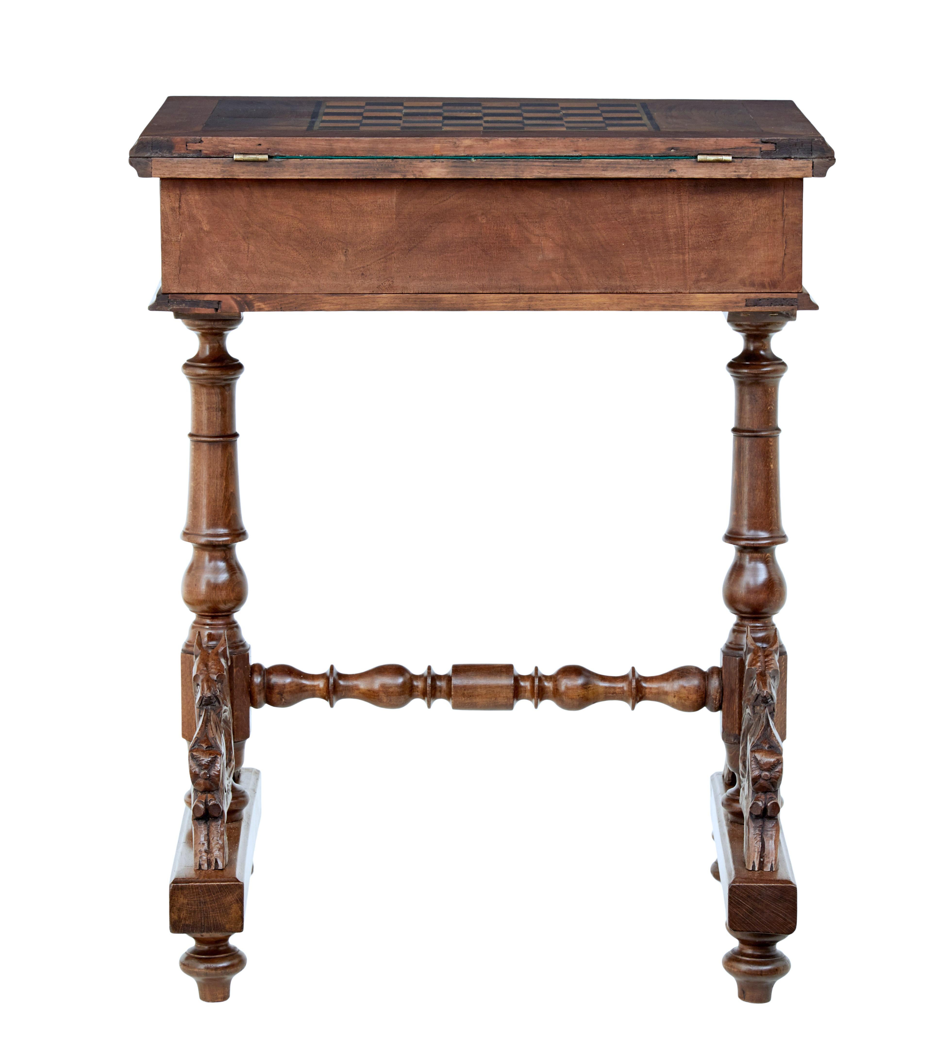 Swedish 19th Century Carved Walnut Games Table