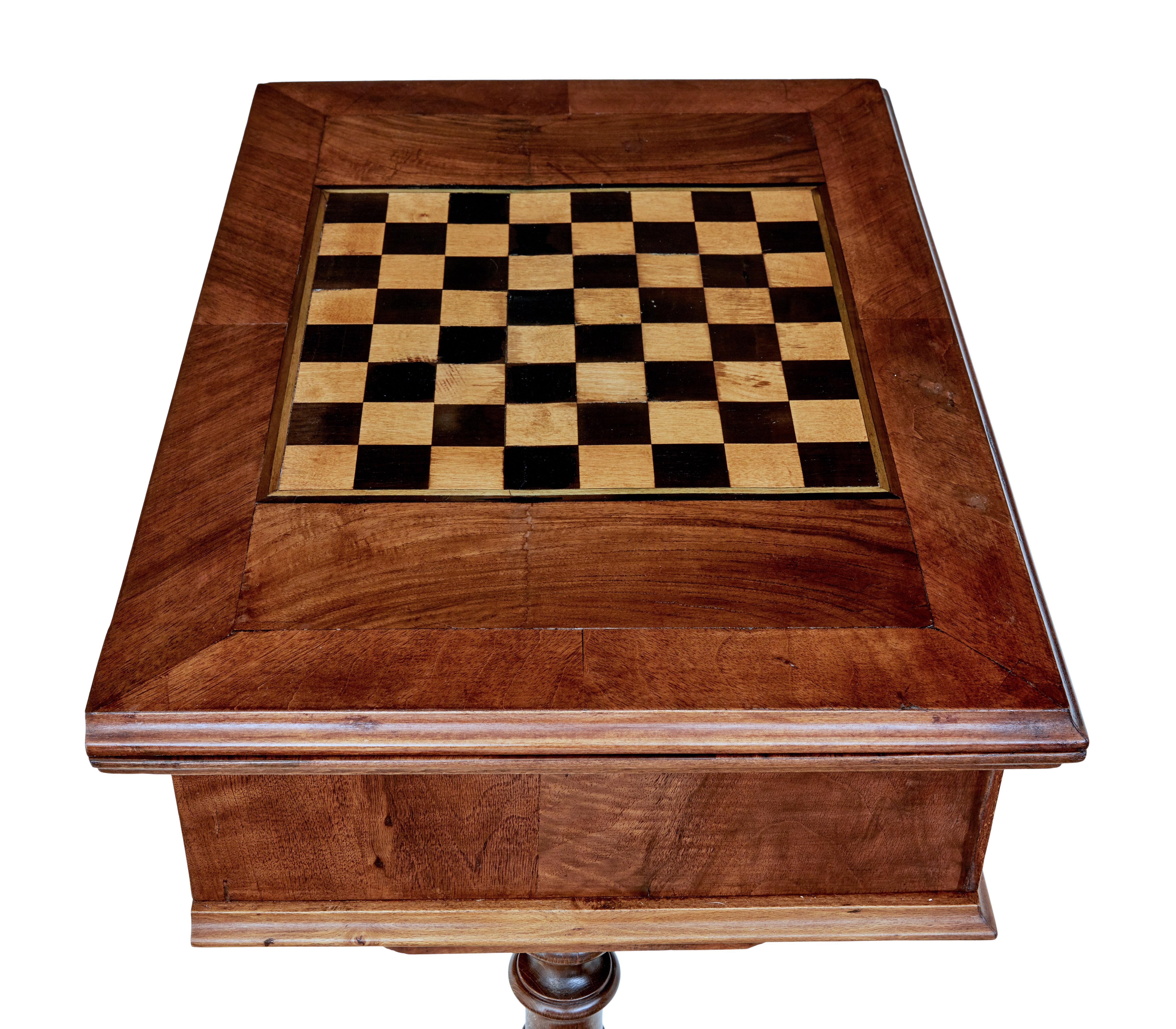 Hand-Carved 19th Century Carved Walnut Games Table