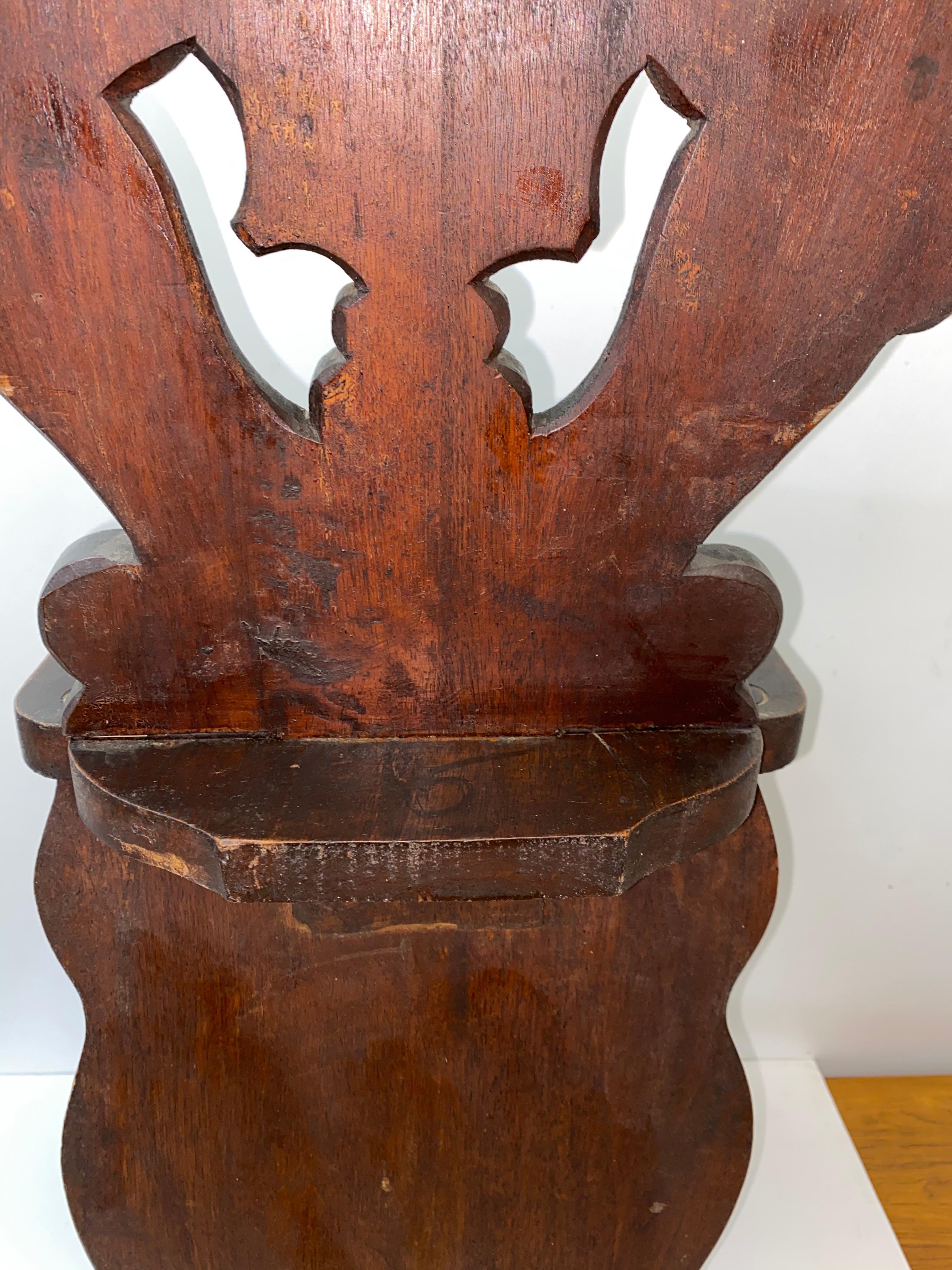 19th Century Carved Walnut Hall Chair 7