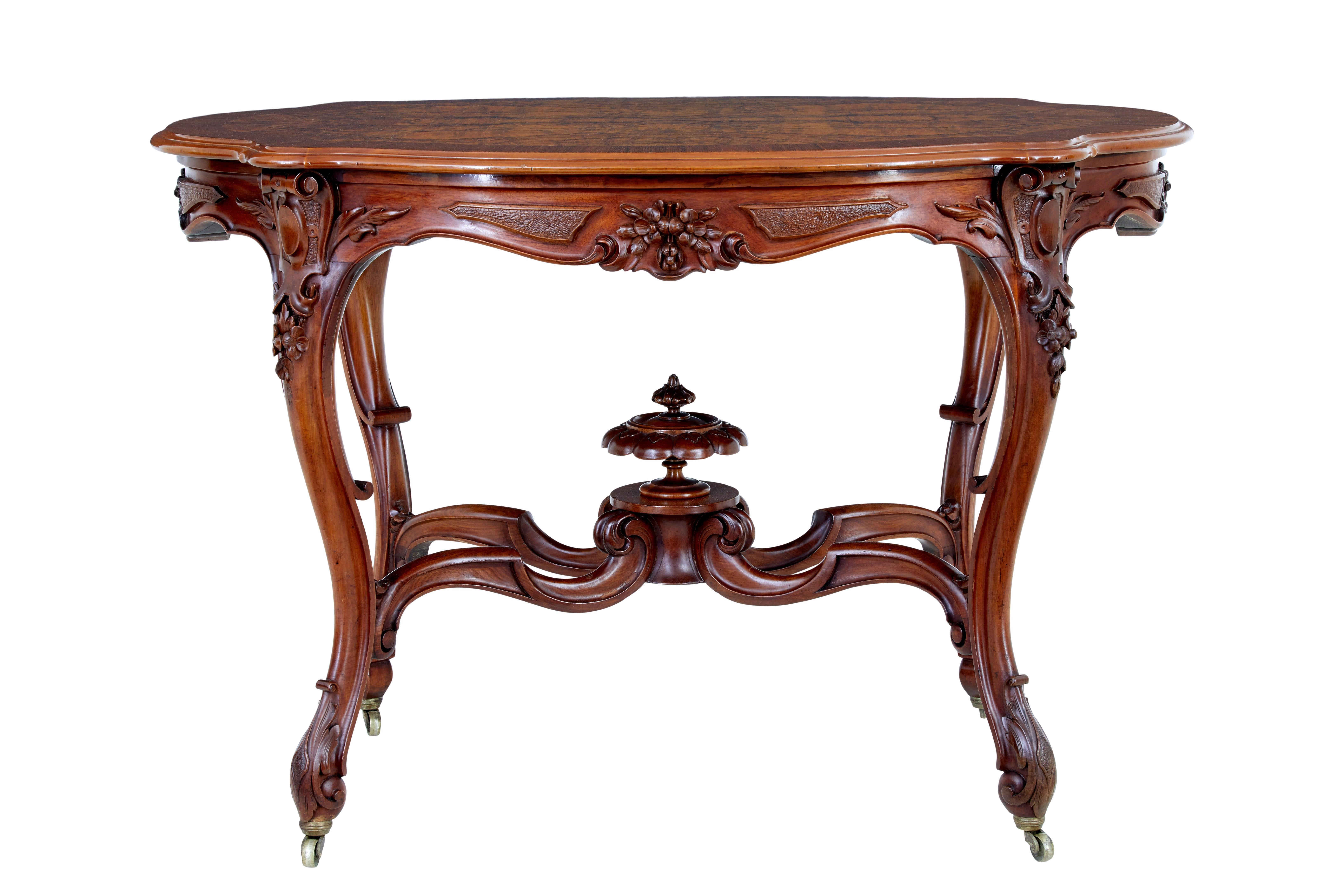 Victorian 19th century carved walnut occasional table For Sale