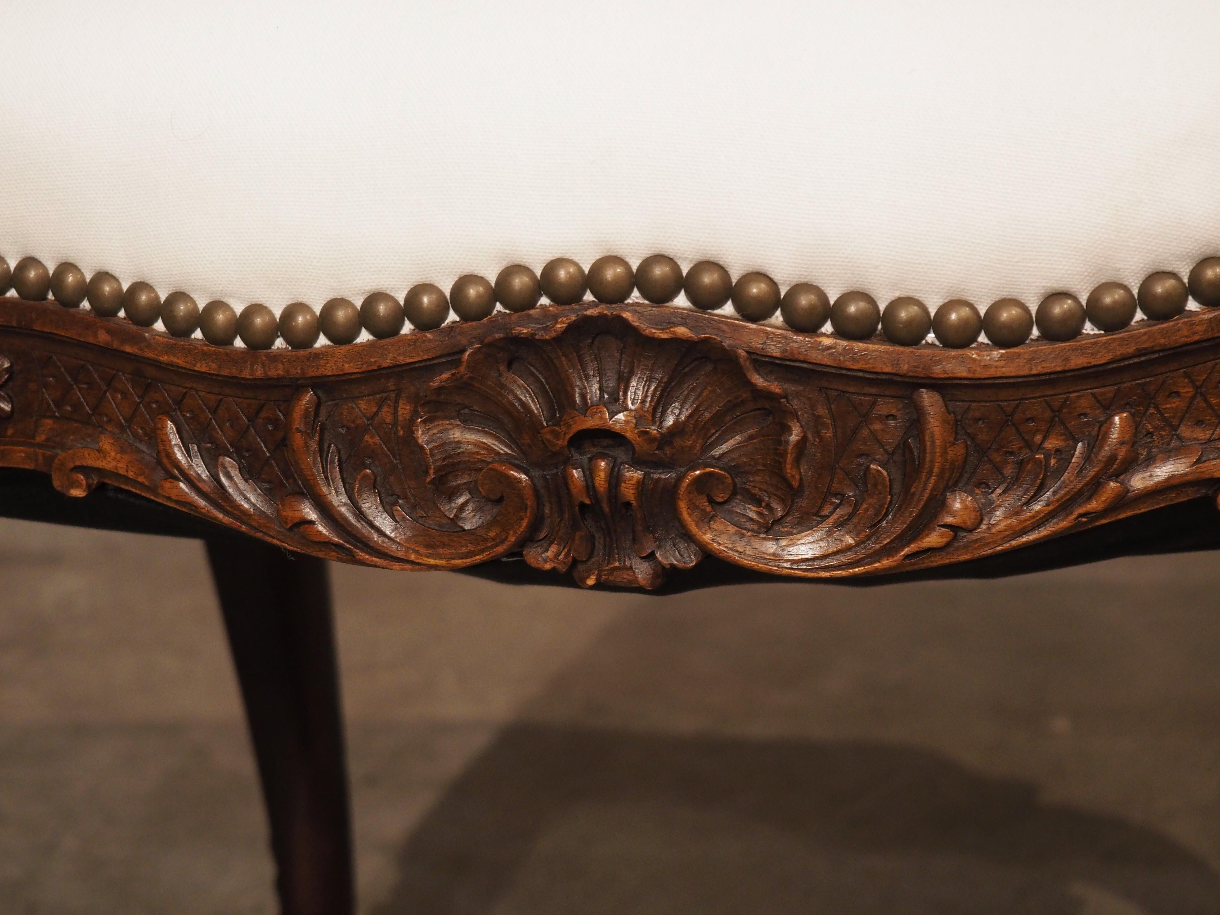 French 19th Century Carved Walnut Regence Style Tabouret from France For Sale