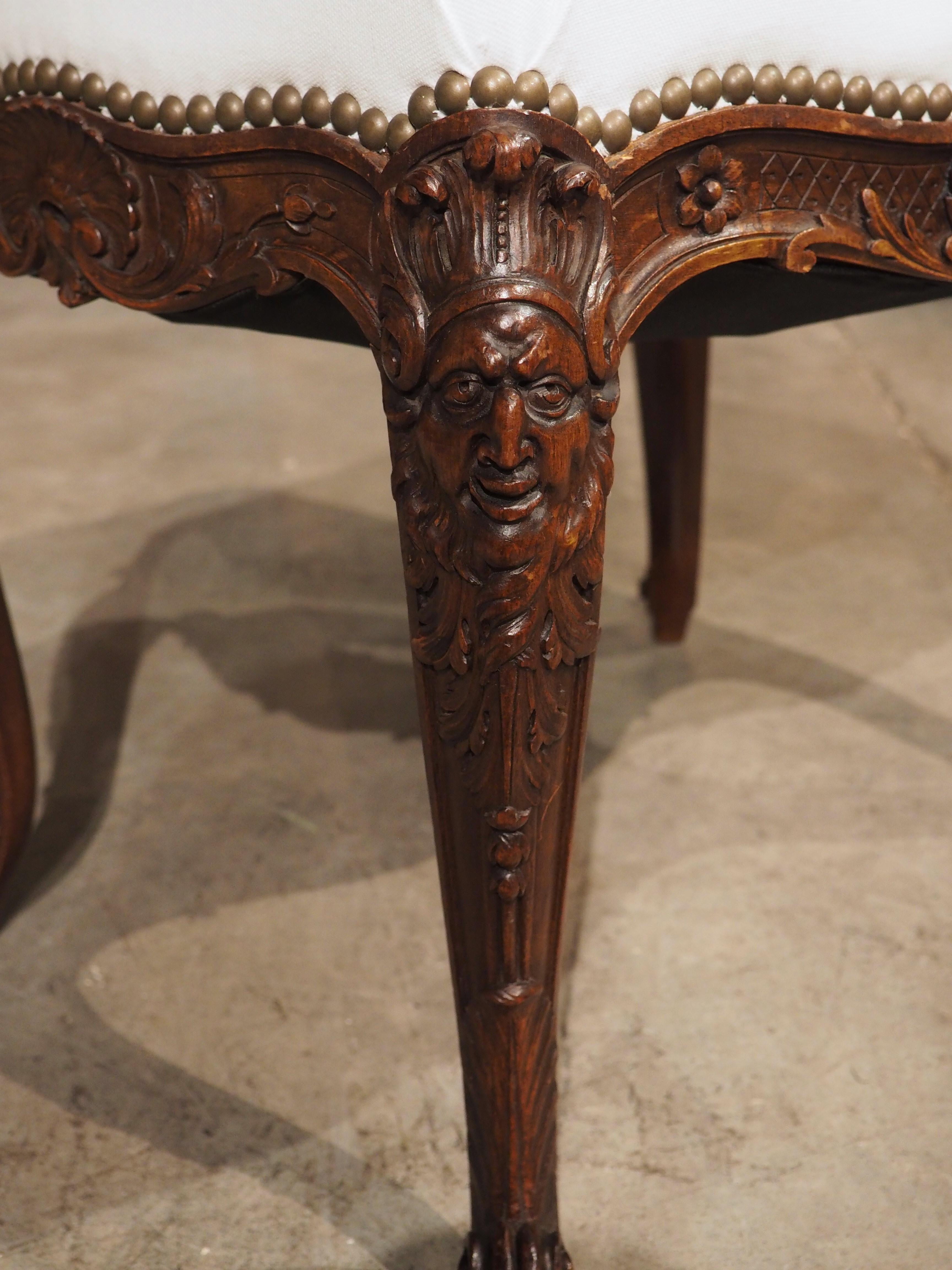 Metal 19th Century Carved Walnut Regence Style Tabouret from France For Sale