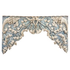 19th Century Carved White and Blue Polychromed Grapevines Architectural Frieze