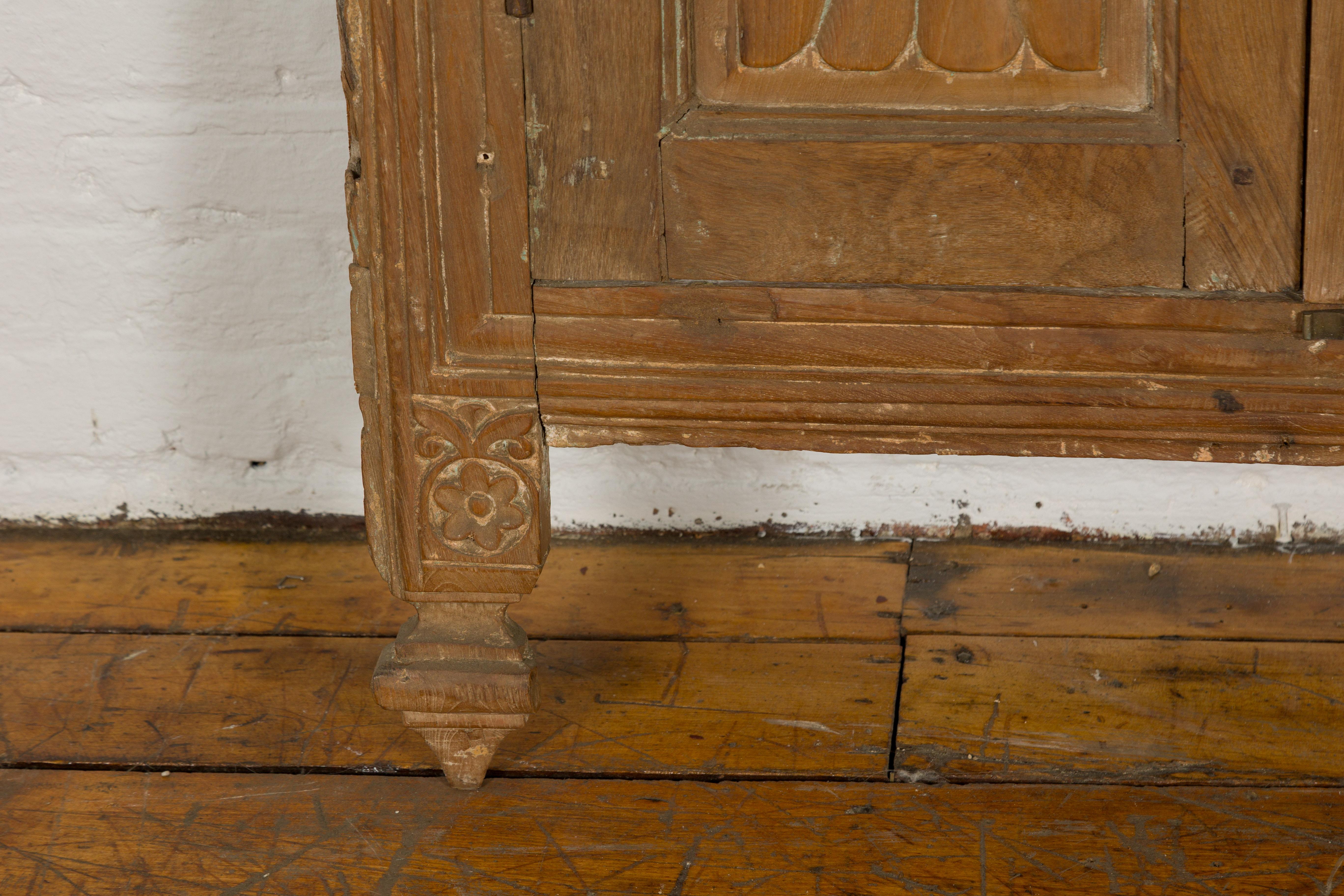 19th Century Carved Window Retrofitted with Heavy Antiqued Mirror For Sale 8