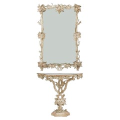19th Century Carved Wood and Gesso Console with Mirror
