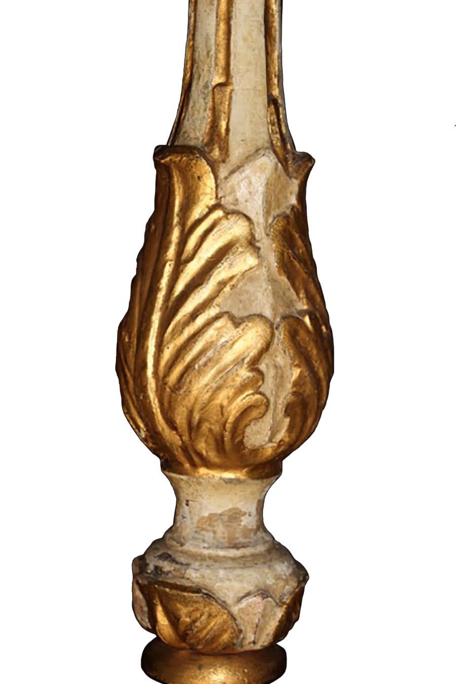 Belgian 19th Century Carved Wood and Gilt Lamp