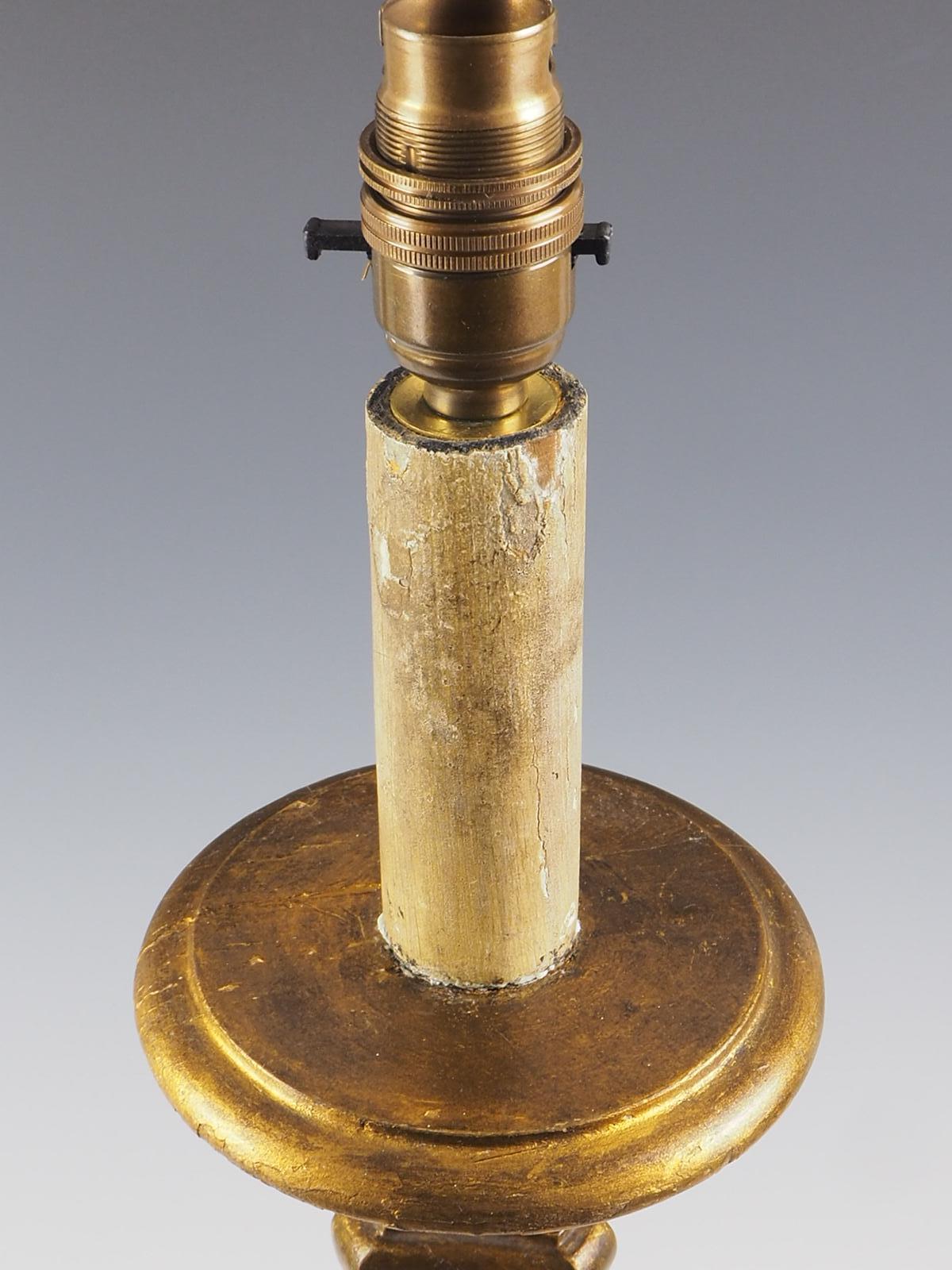 19. Jahrhundert geschnitzt Holz und Giltwood Kerzenständer Tischlampe im Angebot 7
