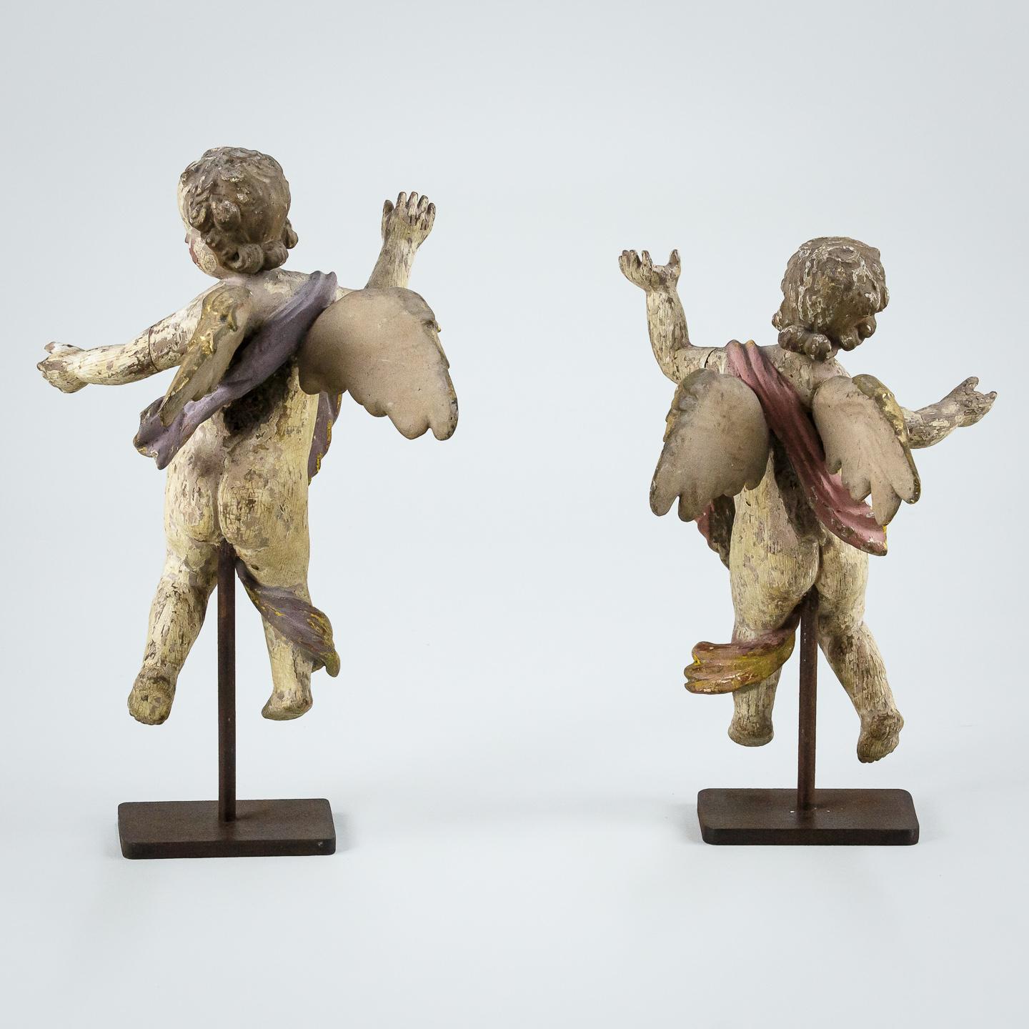 19th Century Carved Wood and Polychromed Angels at 1stDibs