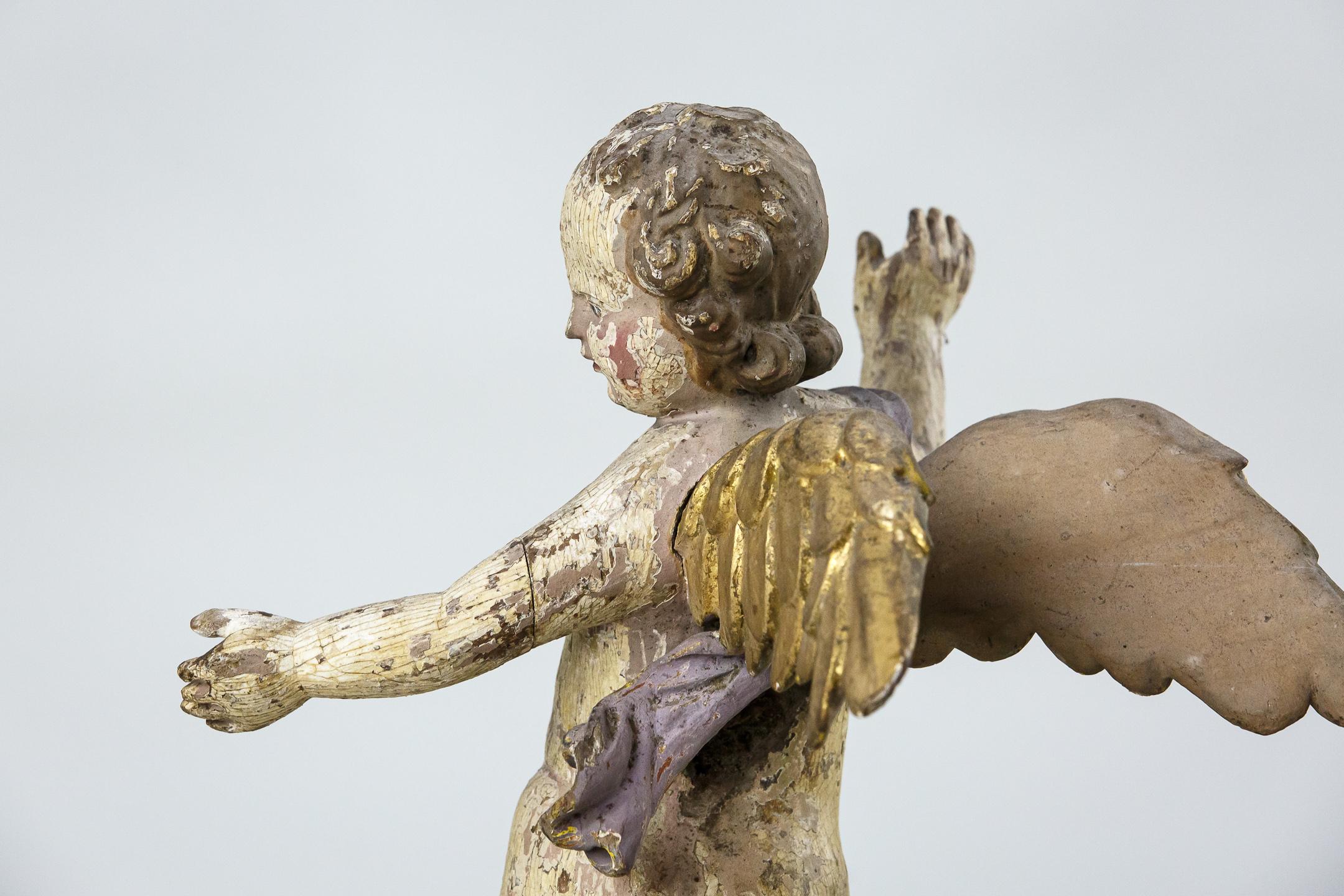 19th Century Carved Wood and Polychromed Angels at 1stDibs