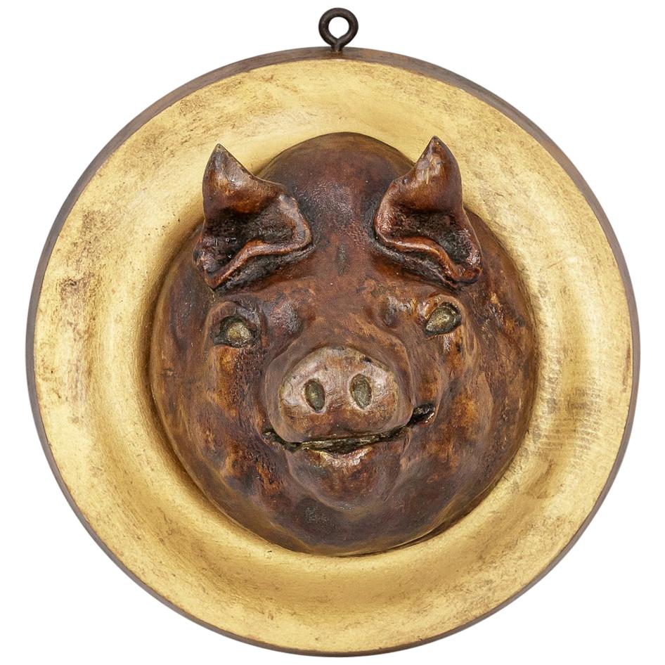 19th Century Carved Wood Butchers Display Pig