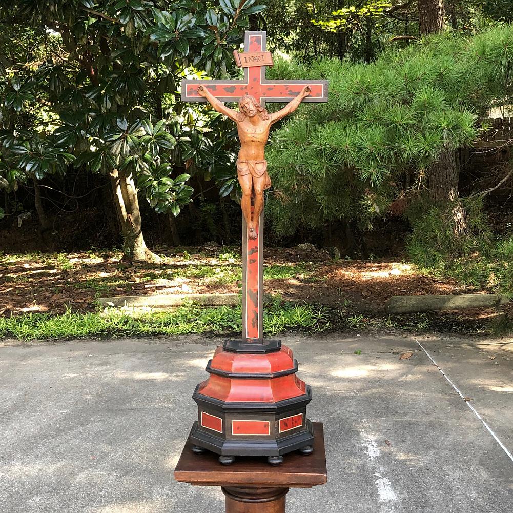 French 19th Century Carved Wood Crucifix For Sale