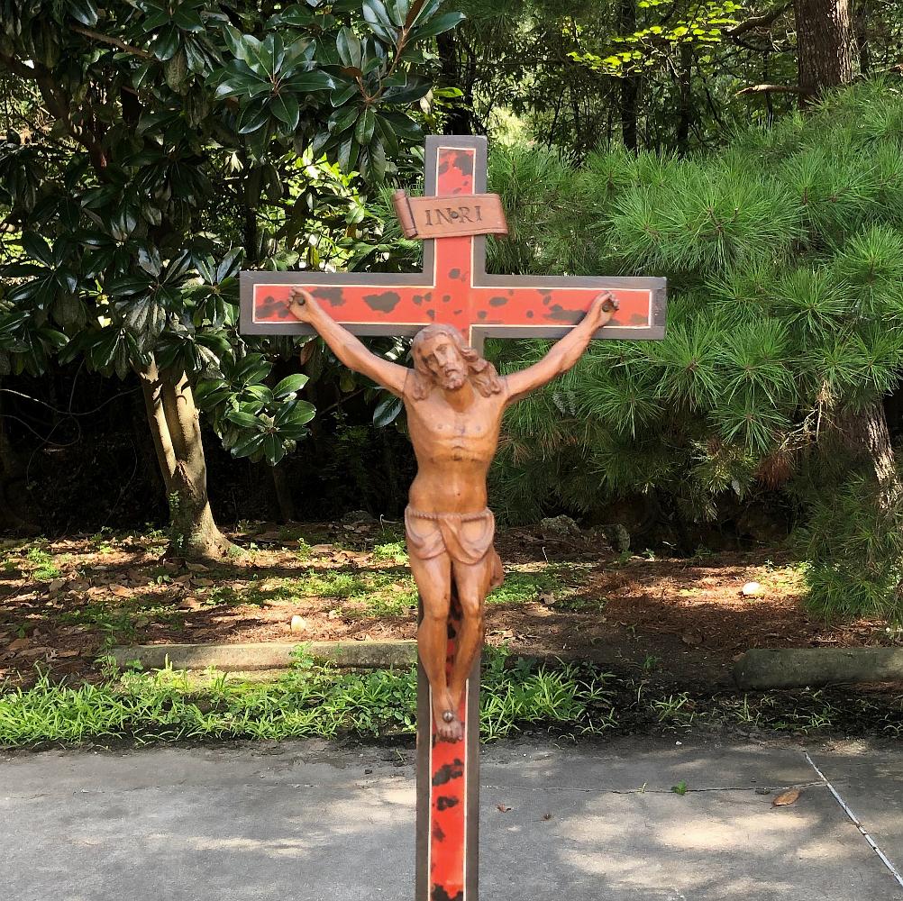 19th Century Carved Wood Crucifix For Sale 1