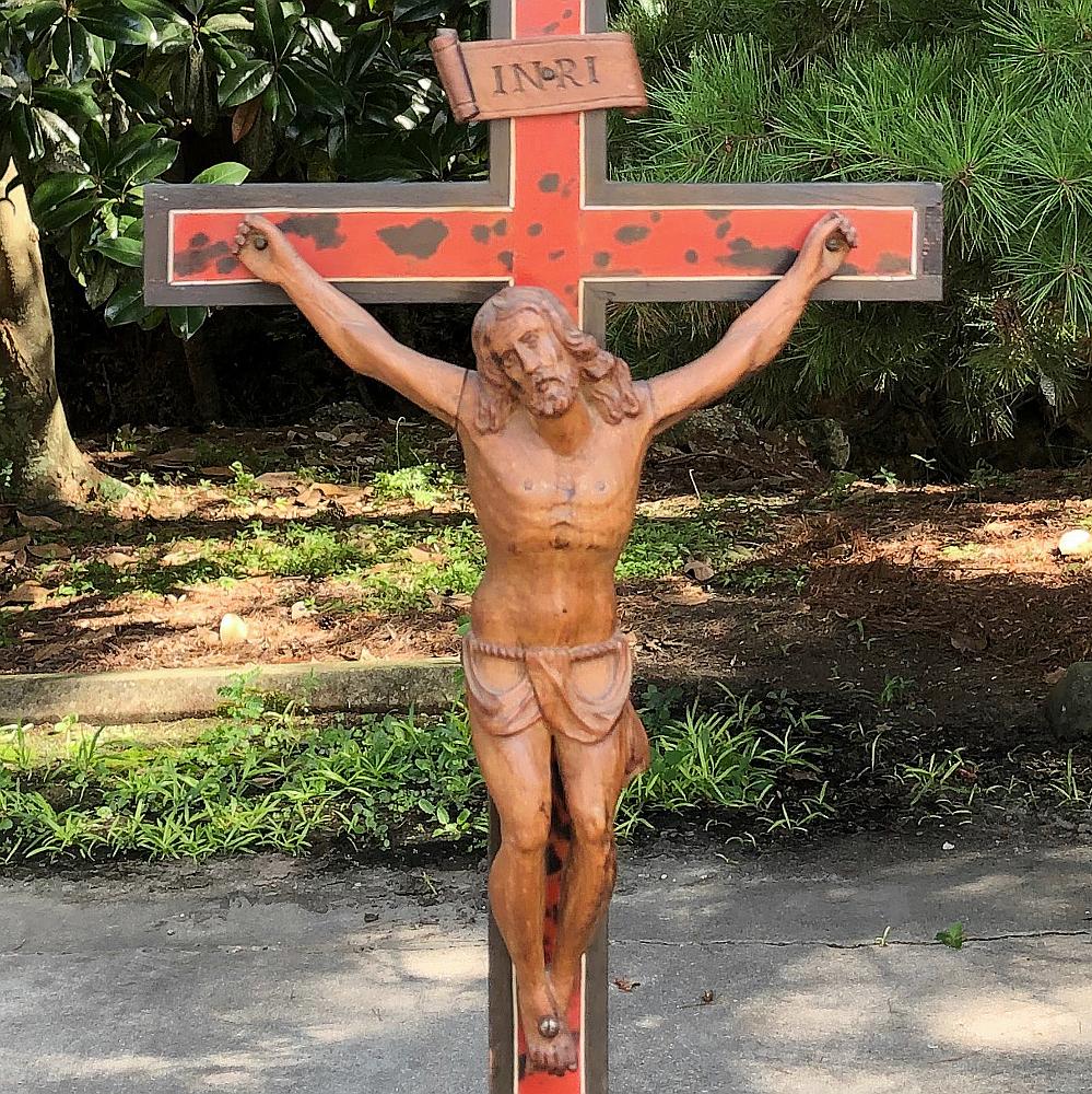 19th Century Carved Wood Crucifix For Sale 3