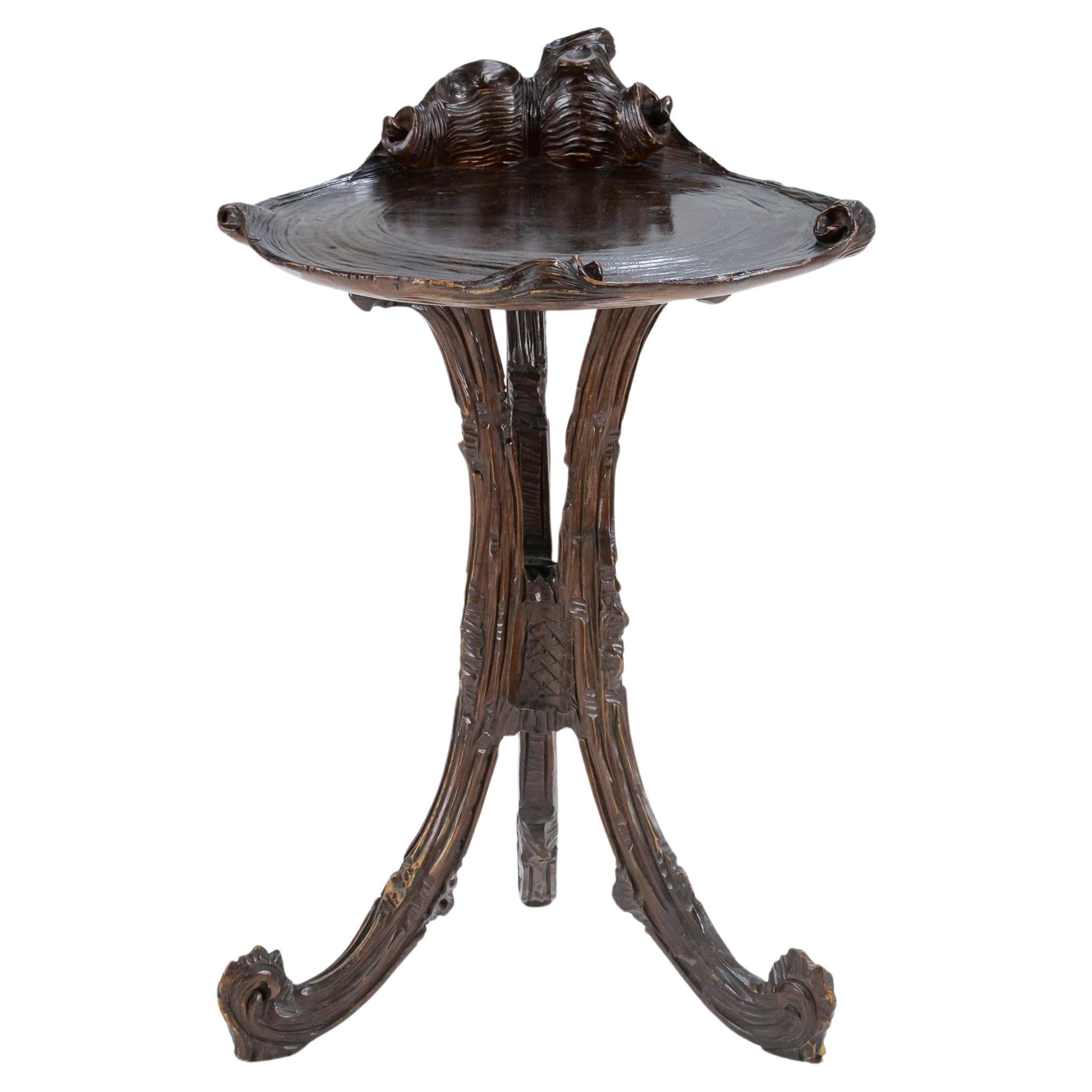 19th Century Carved Wood Grotto Table For Sale
