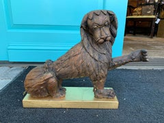 19th Century Carved Wood Lion on Custom Gilded Base
