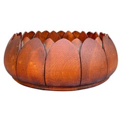 19th Century Carved Wood Lotus Bowl