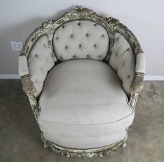 19th Century Carved Wood Louis XV Style Bergere with Doves