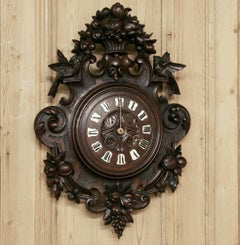 19th Century Carved Wood Louis XVI Wall Clock