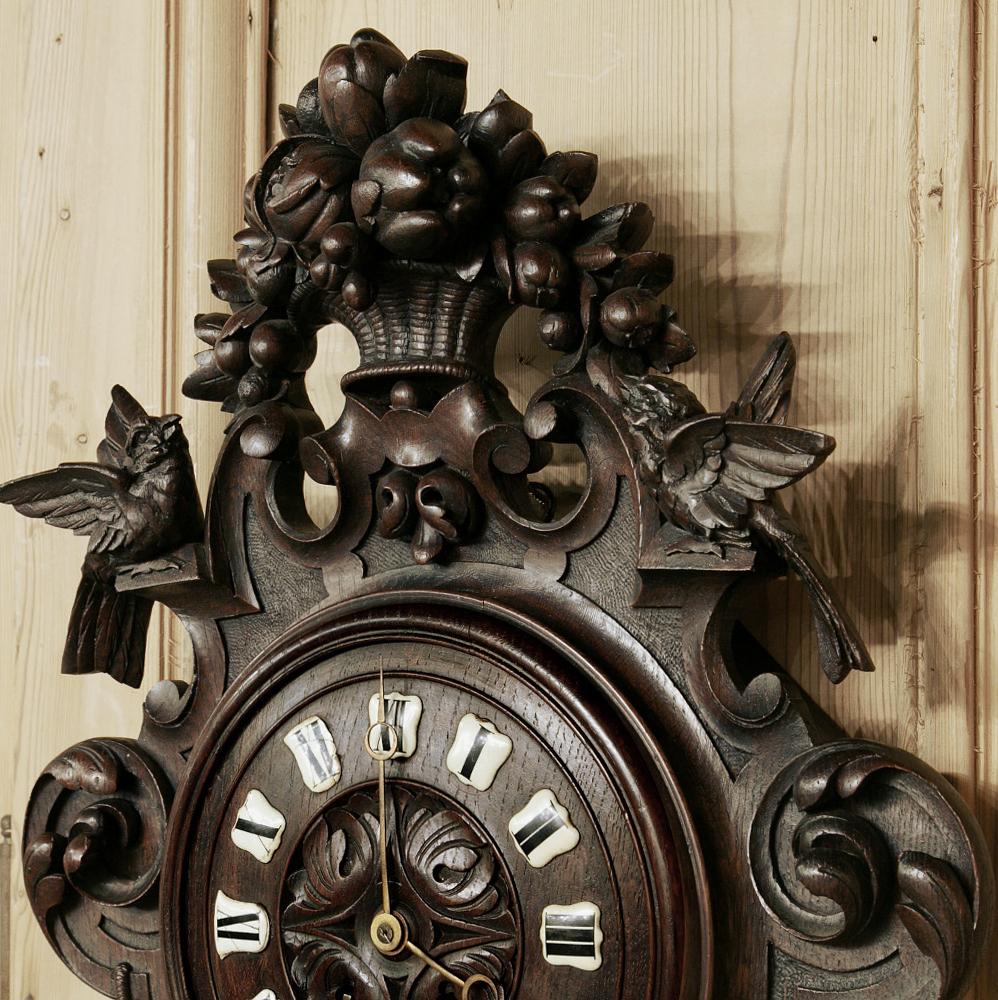 Late 19th Century 19th Century Carved Wood Louis XVI Wall Clock