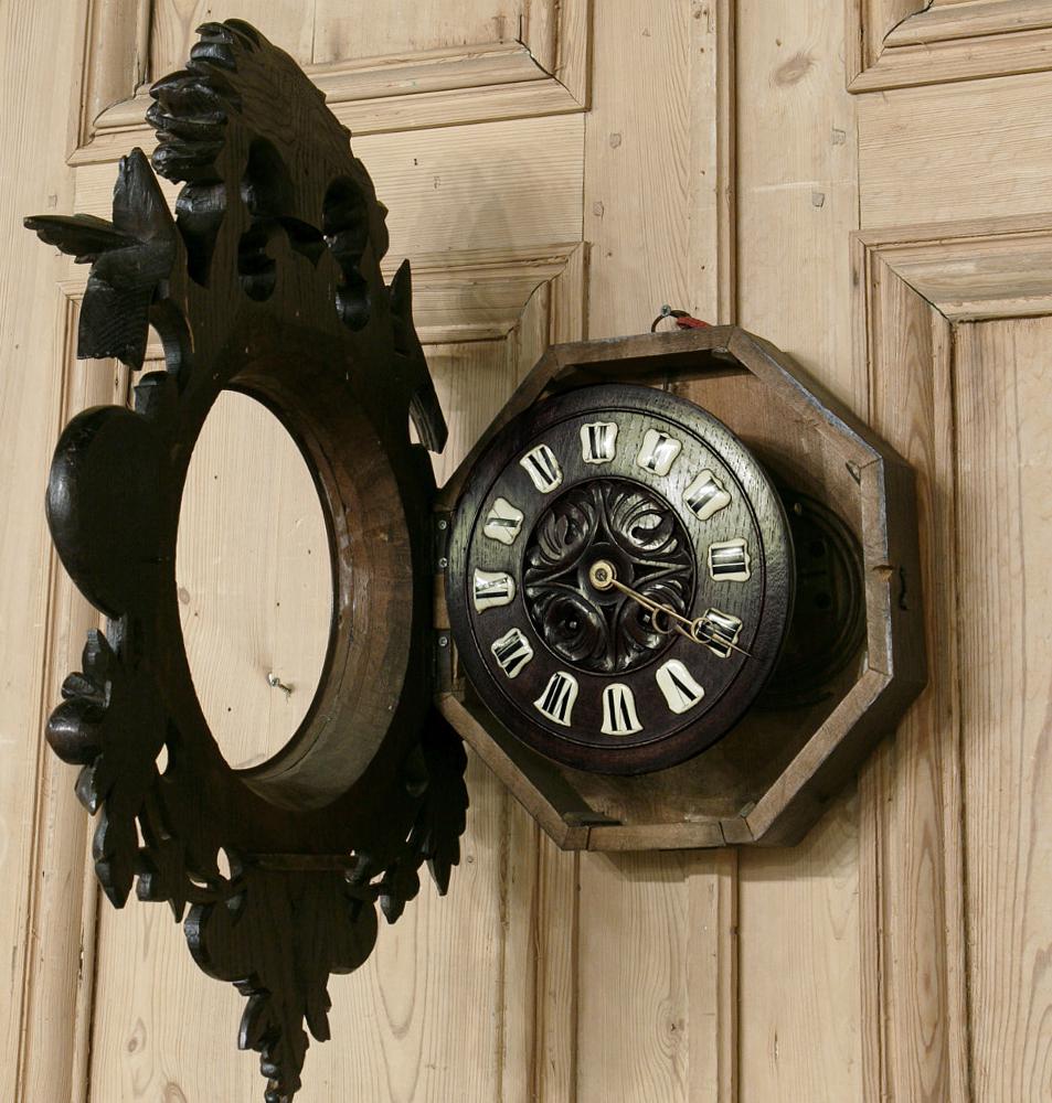 Enamel 19th Century Carved Wood Louis XVI Wall Clock