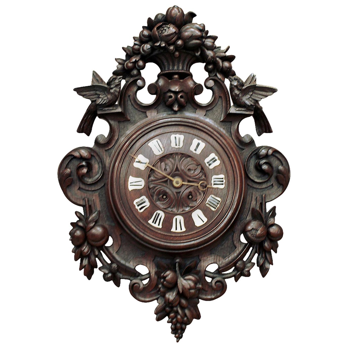 19th Century Carved Wood Louis XVI Wall Clock