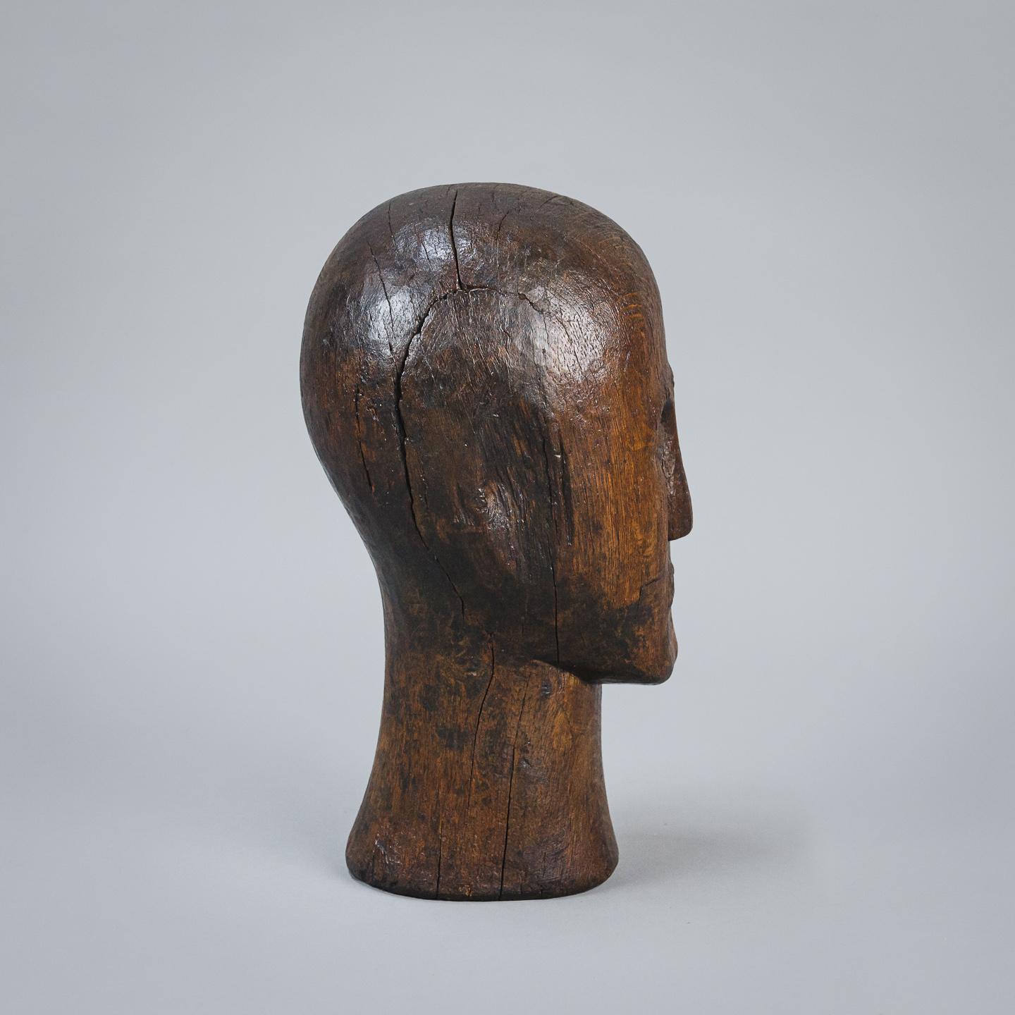 19th Century Carved Wood Marotte or Manikin Head 6