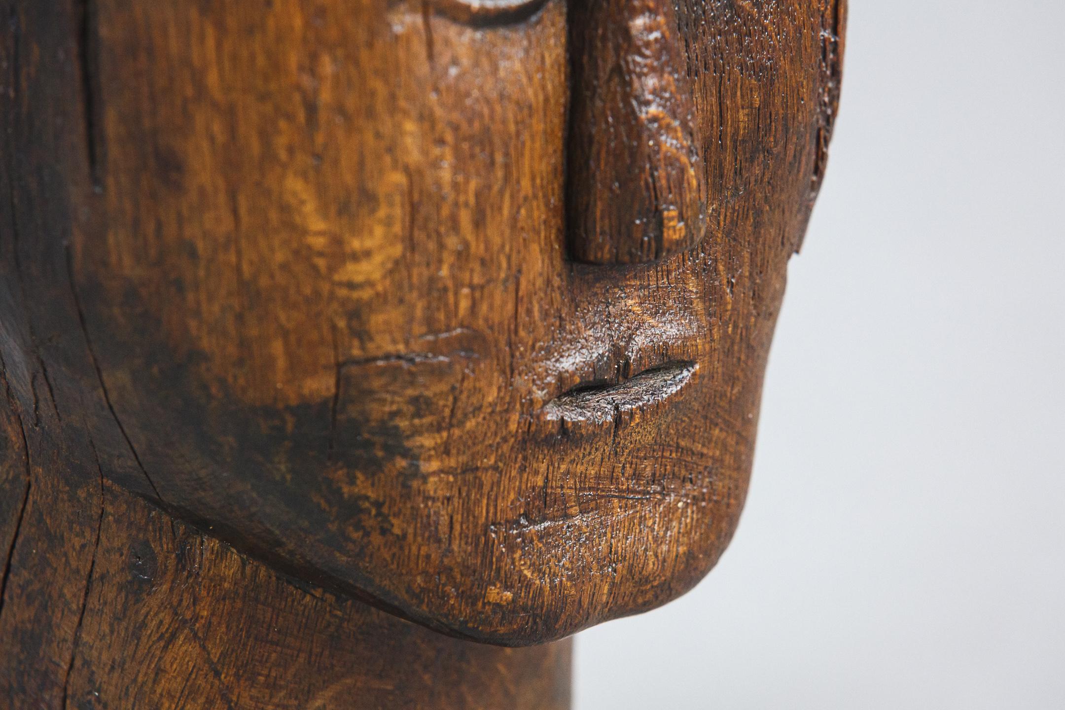 19th Century Carved Wood Marotte or Manikin Head 1