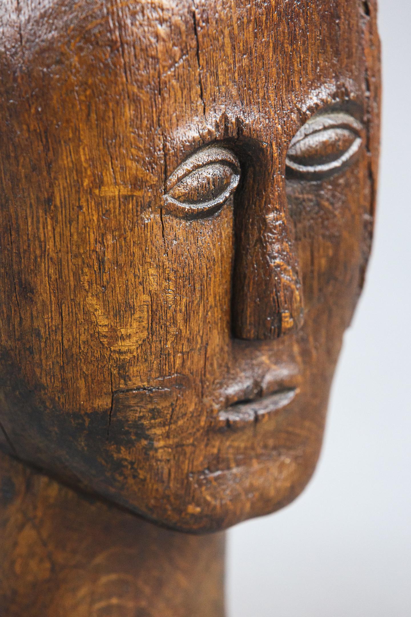 19th Century Carved Wood Marotte or Manikin Head 2