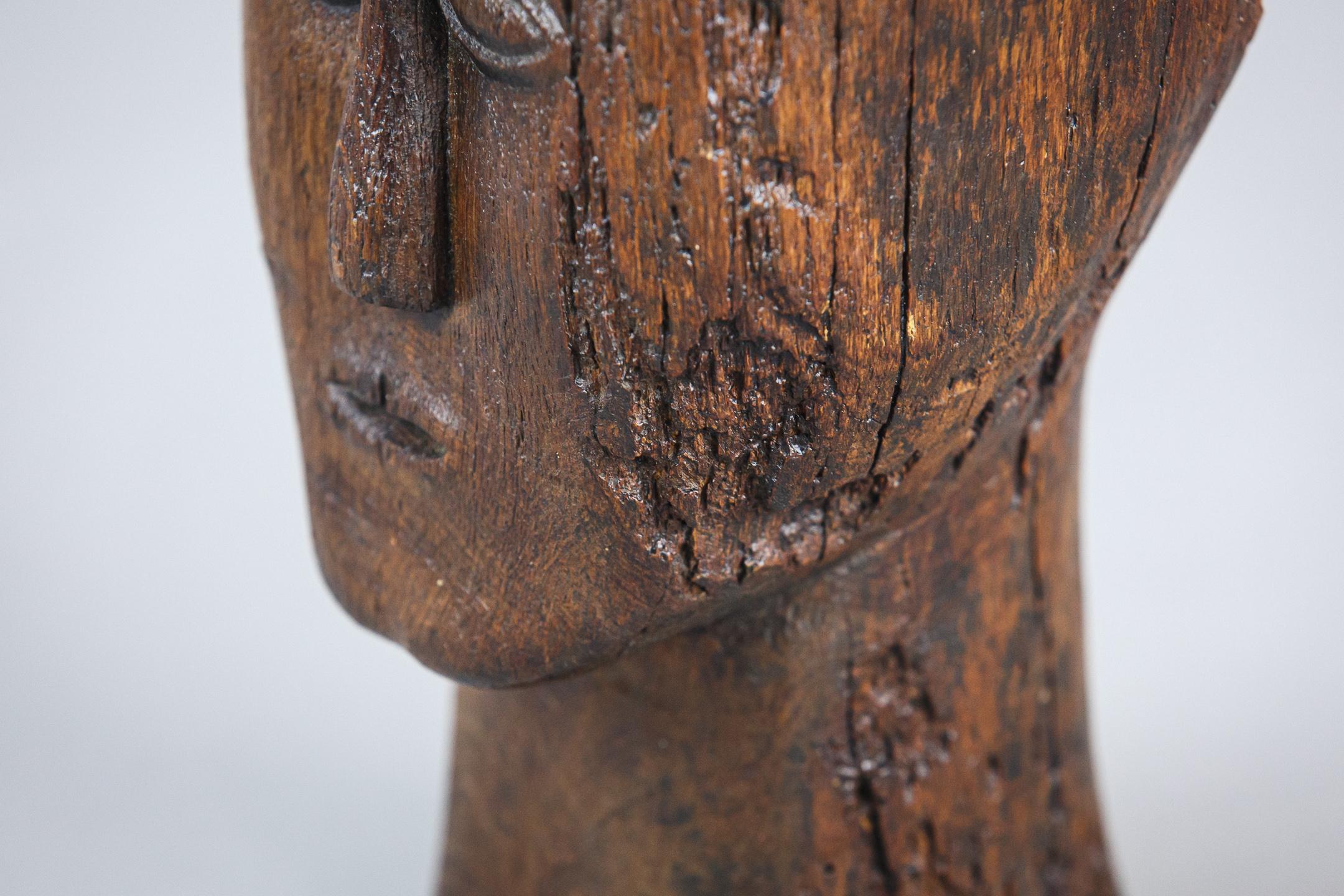 19th Century Carved Wood Marotte or Manikin Head 3
