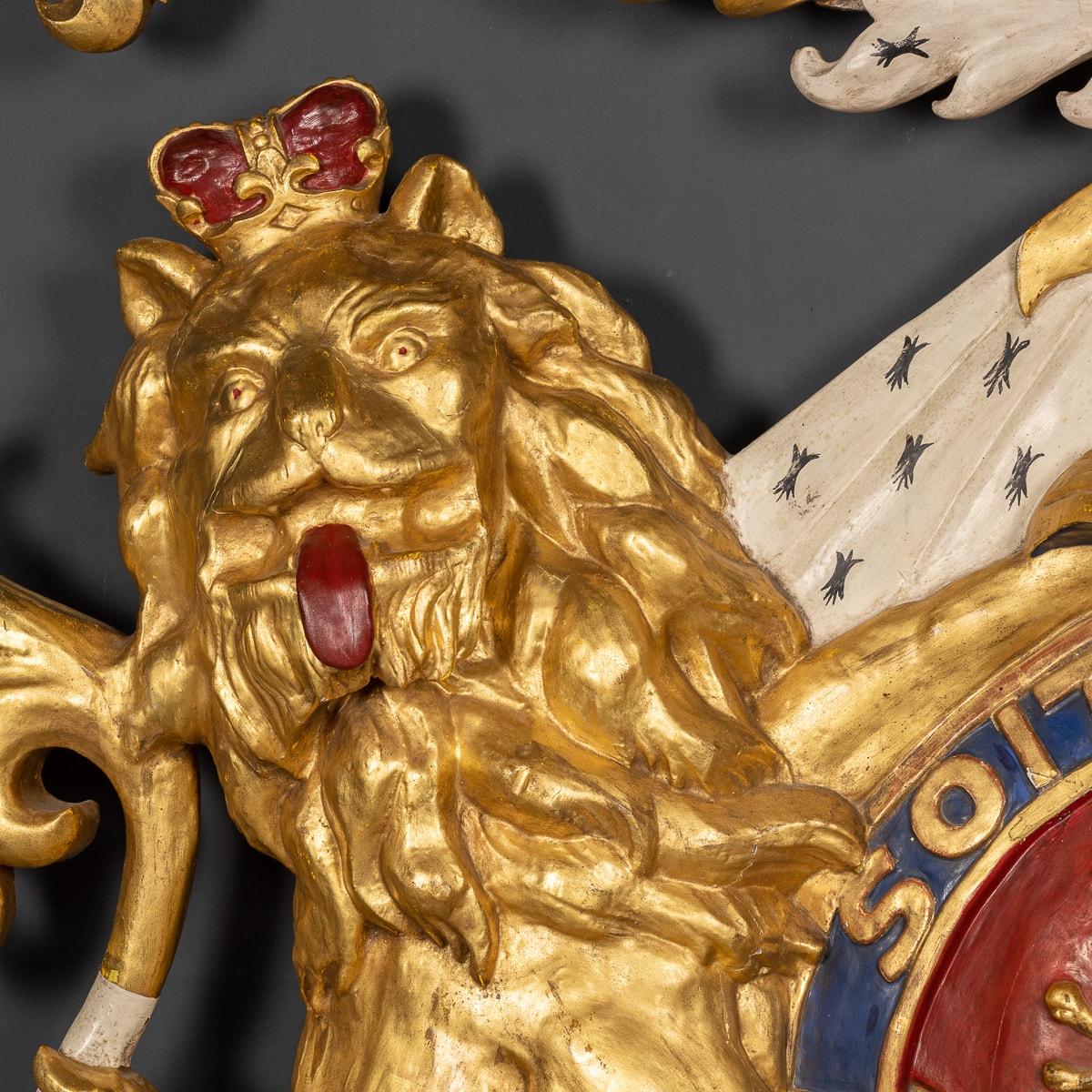 19th Century Carved Wood & Painted Royal Crest, c.1860 8
