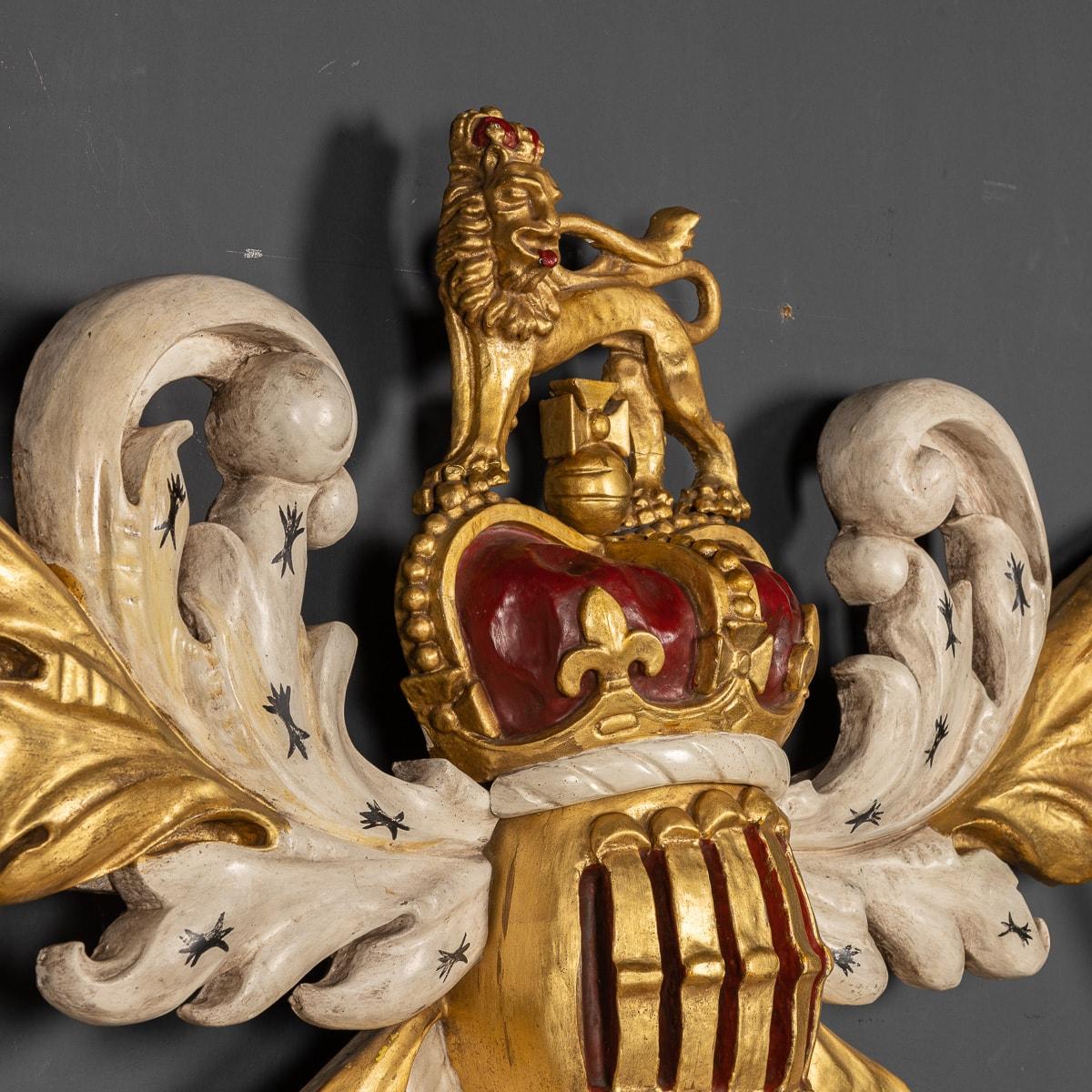 19th Century Carved Wood & Painted Royal Crest, c.1860 13