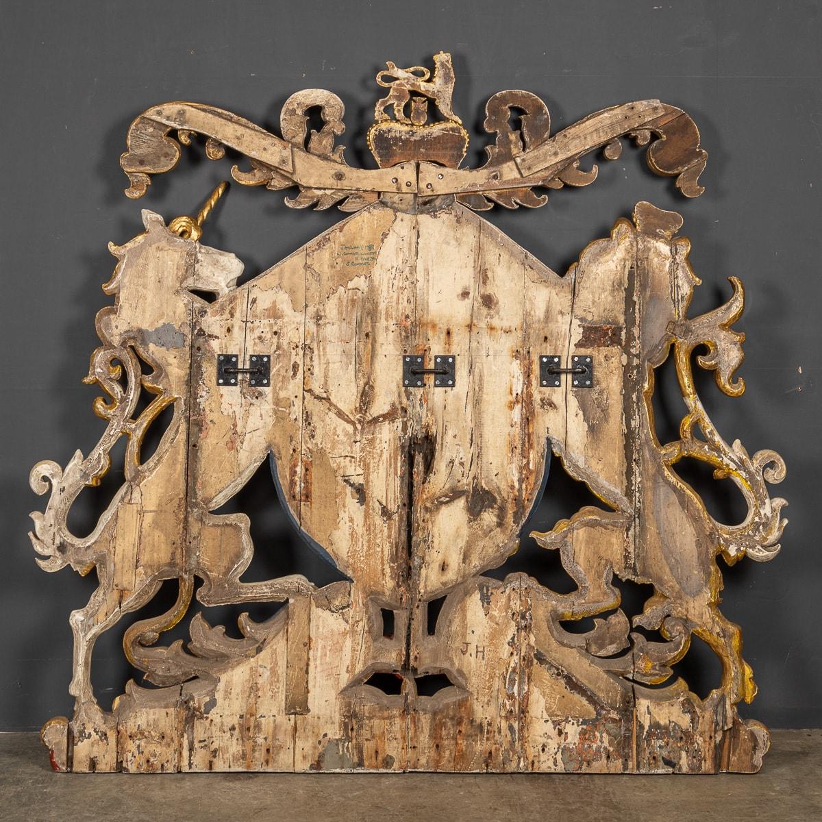 British 19th Century Carved Wood & Painted Royal Crest, c.1860