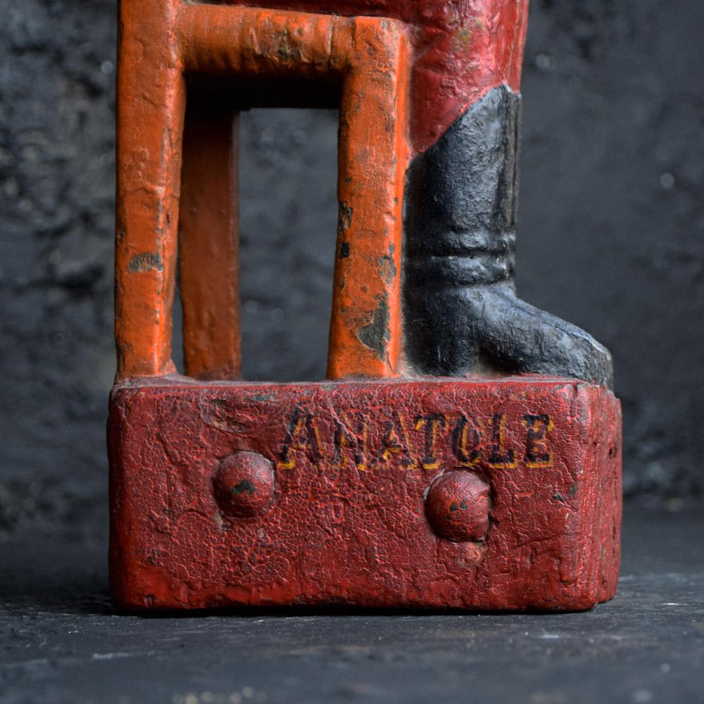 Brass 19th Century Carved Wood Pair of Jeu de Massacre Fairground Figures