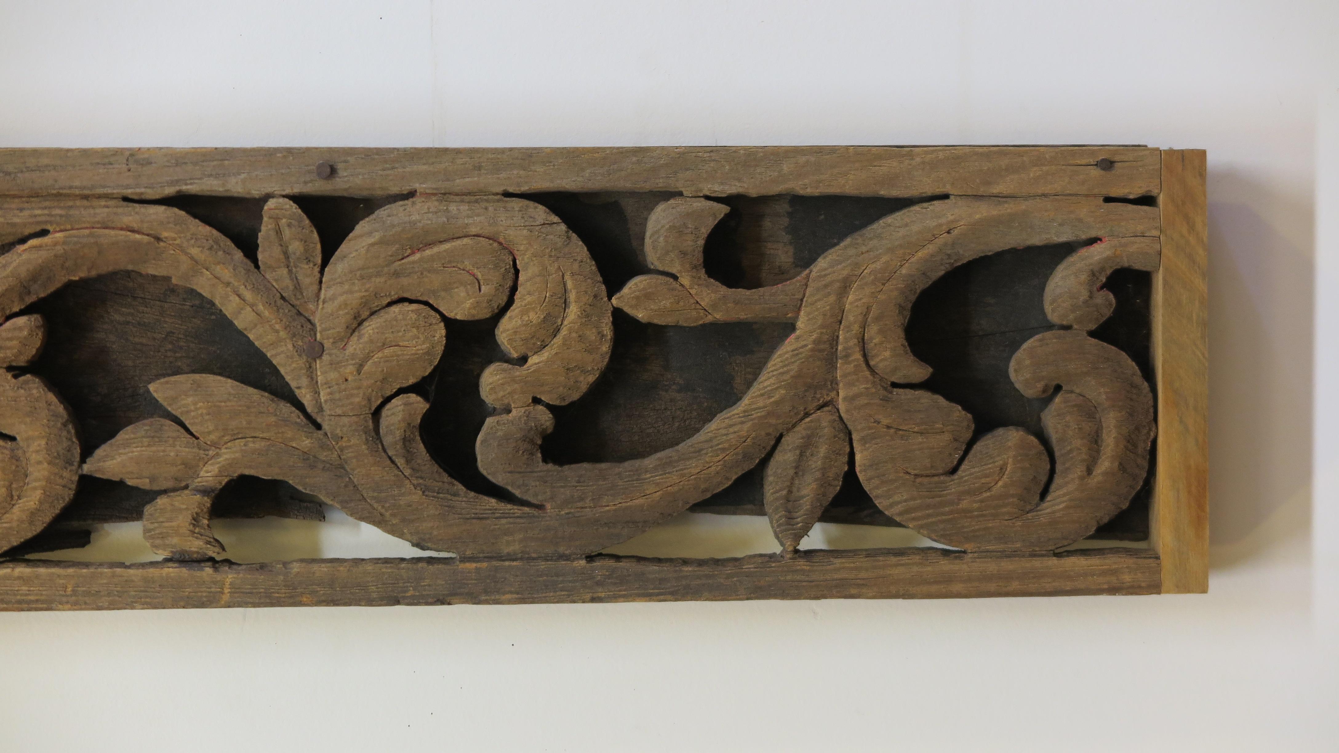 Teak 19th Century Carved Wood Panel For Sale