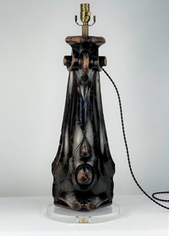 19th Century Carved Wood Piano Leg Table Lamp