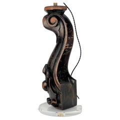 19th Century Carved Wood Piano Leg Table Lamp