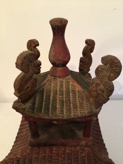 19th Century Carved Wood Tiered Temple or Pagoda