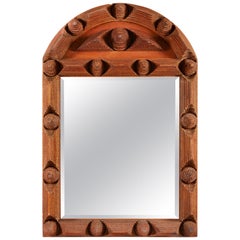 19th Century Carved Wood Tramp Art Mirror
