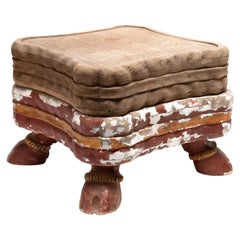 Antique 19th Century Carved Wood Trompe-L'oeil Ottoman