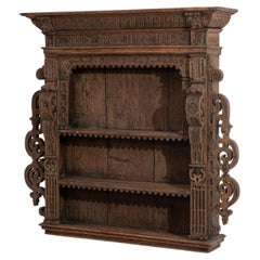 19th Century Carved Wood Wall Shelf, Antique Design from Belgium