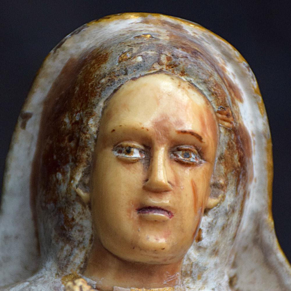 19. Jahrhundert geschnitzt Holzknochen Gesicht religiöse Figur (Viktorianisch)