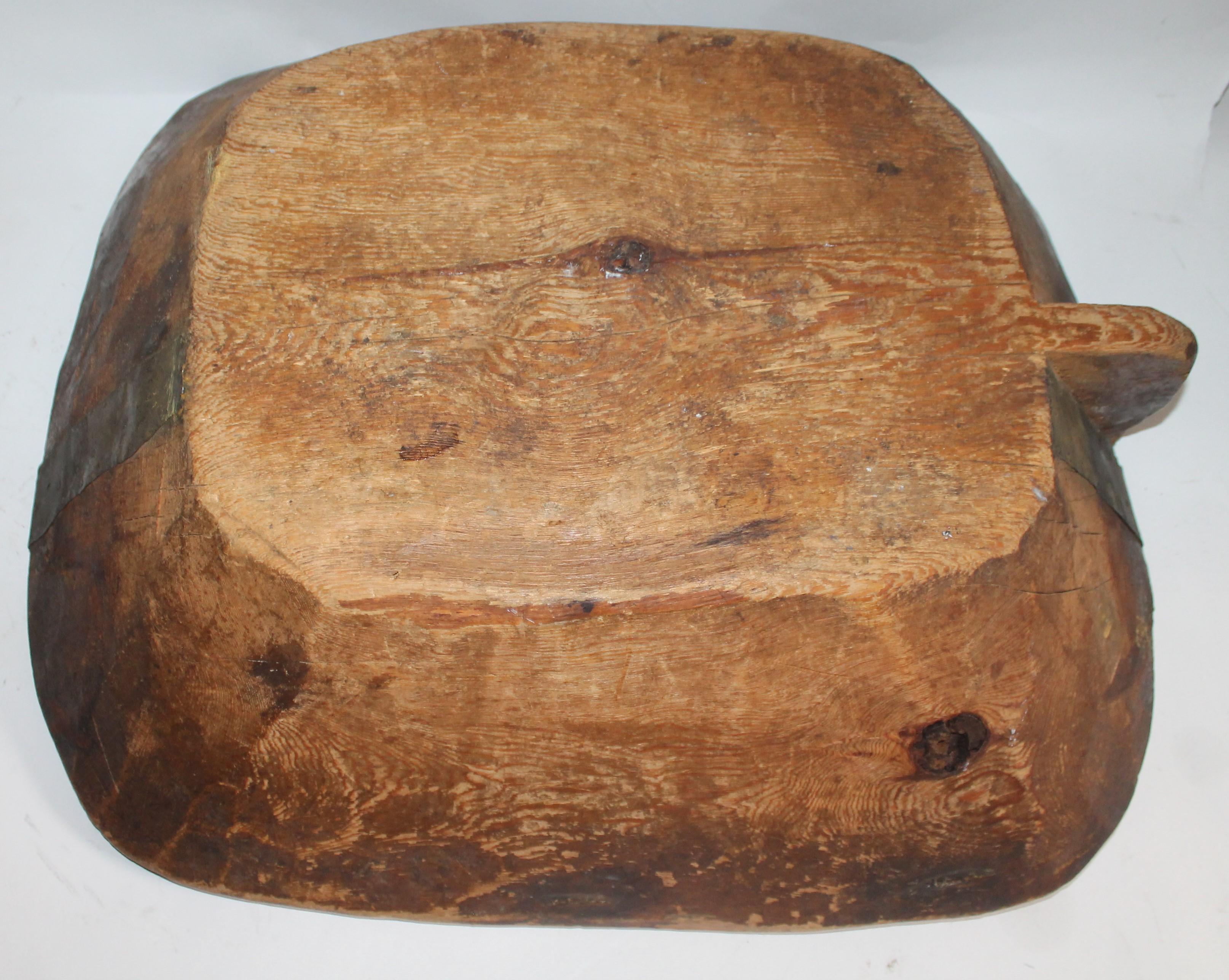 Country 19th Century Carved Wooden Butter Bowl